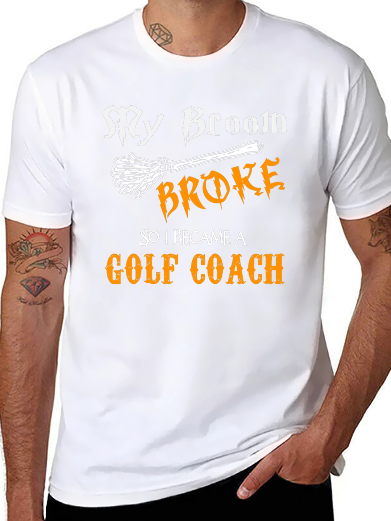 Funny Golf Coach T-Shirt: My Broom Broke