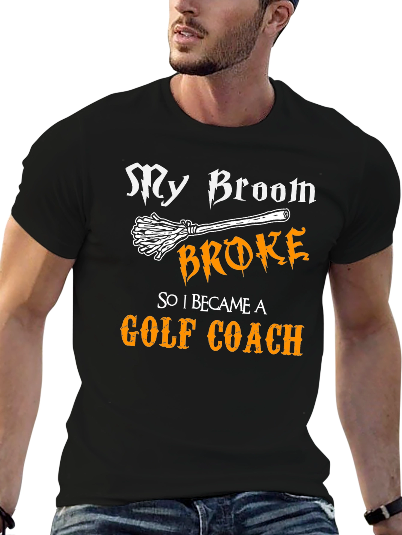 Funny Golf Coach T-Shirt: My Broom Broke