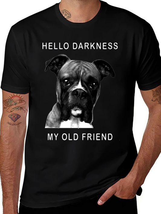 Hello Darkness My Old Friend Boxer Dog Graphic T-Shirt