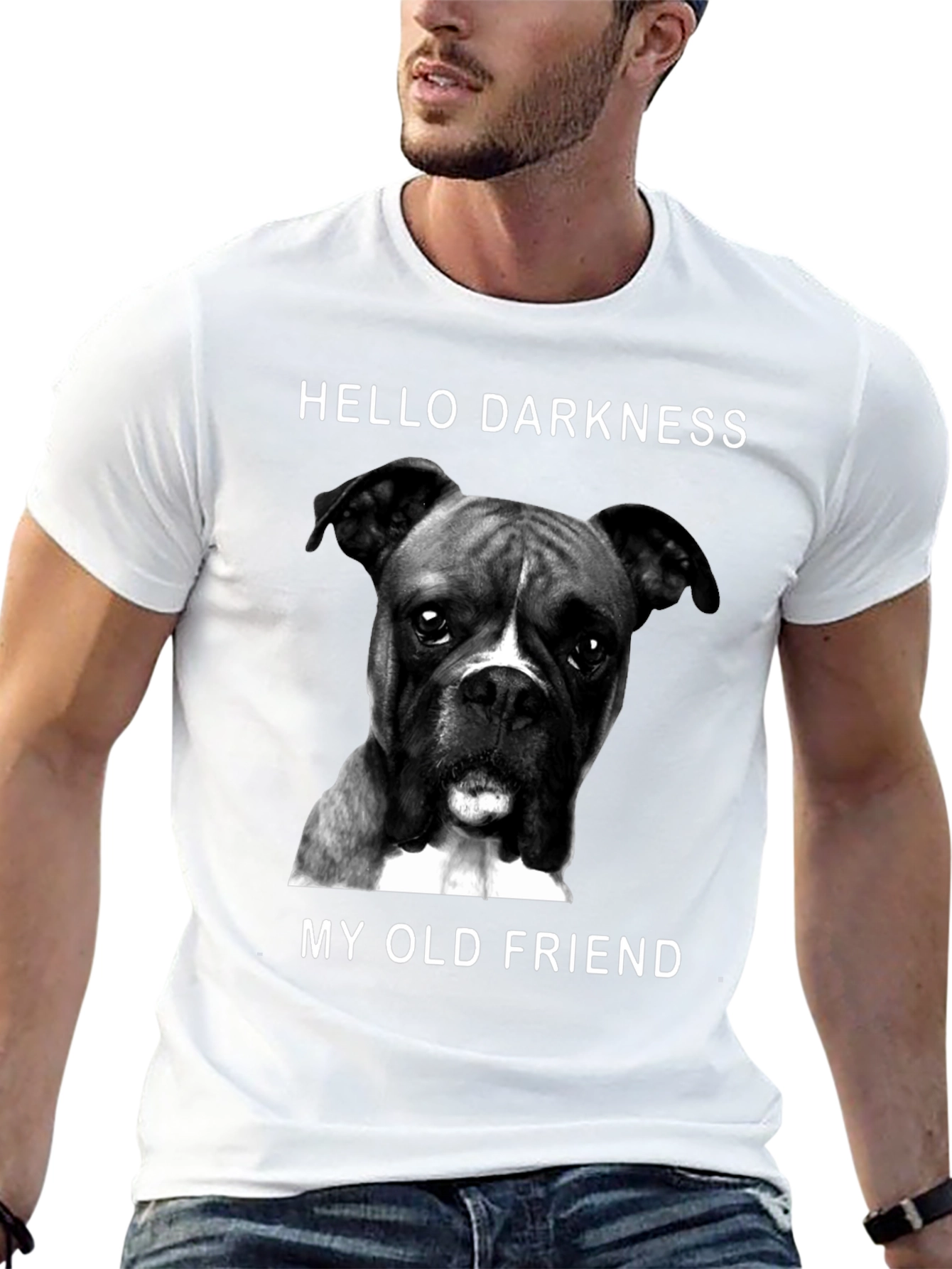 Hello Darkness My Old Friend Boxer Dog Graphic T-Shirt