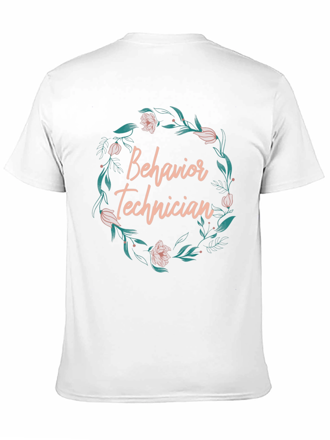 Behavior Technician Floral Wreath Black T-Shirt