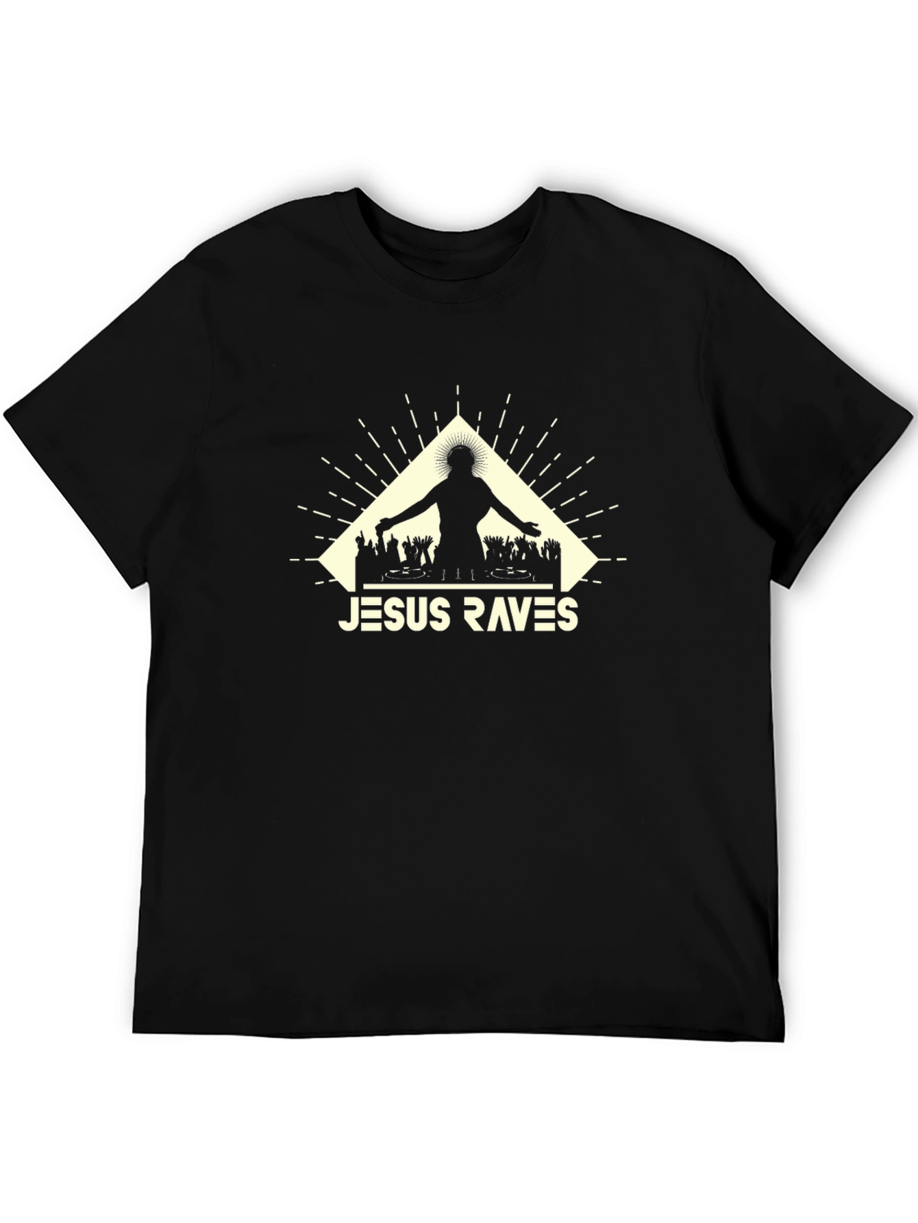 Jesus Raves Graphic Tee - Black Cotton T-Shirt