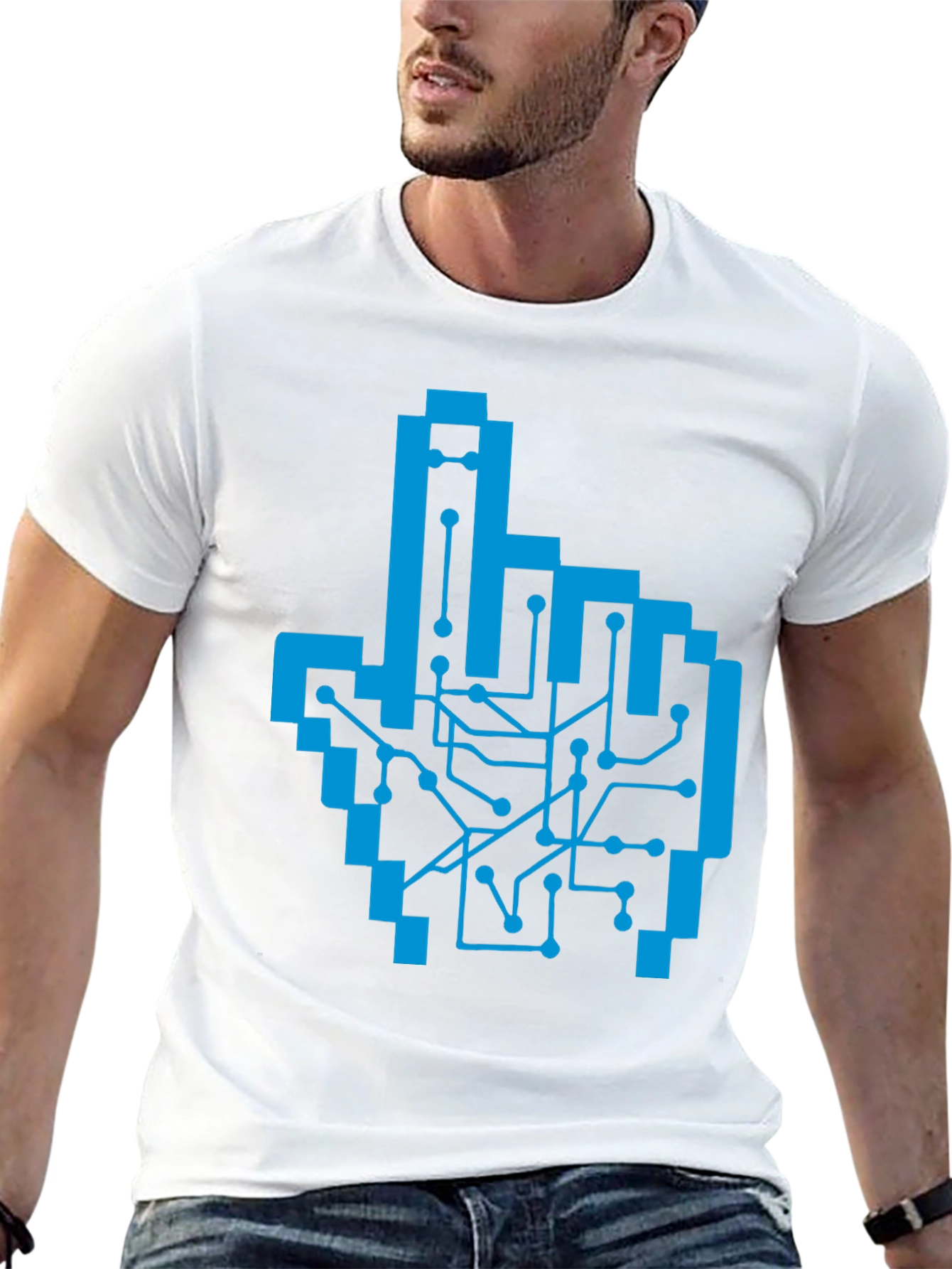 Pixel Hand Circuit Board Graphic Tee - Black