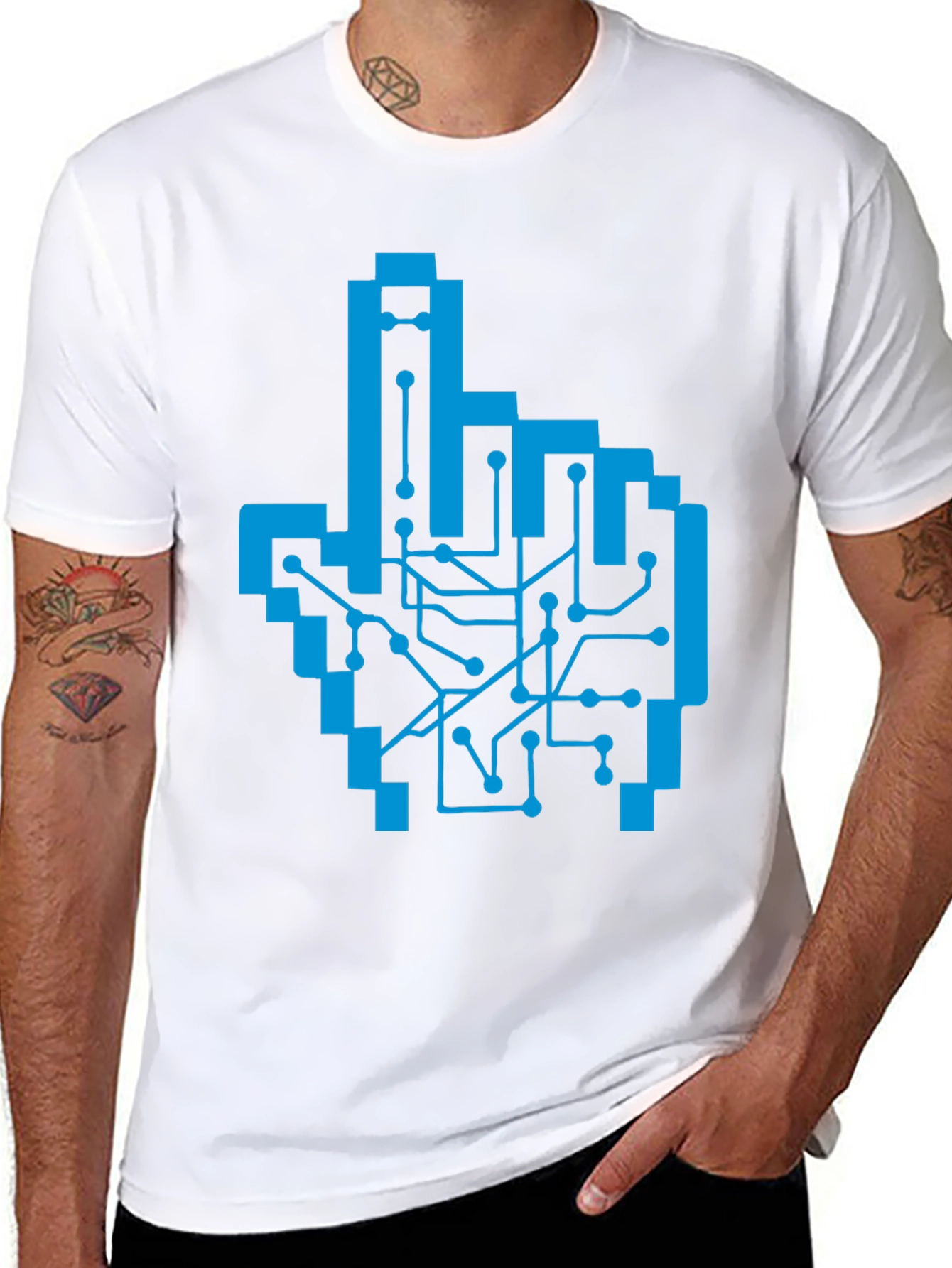 Pixel Hand Circuit Board Graphic Tee - Black