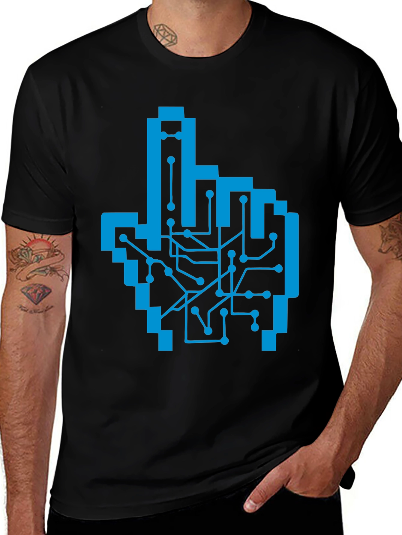 Pixel Hand Circuit Board Graphic Tee - Black