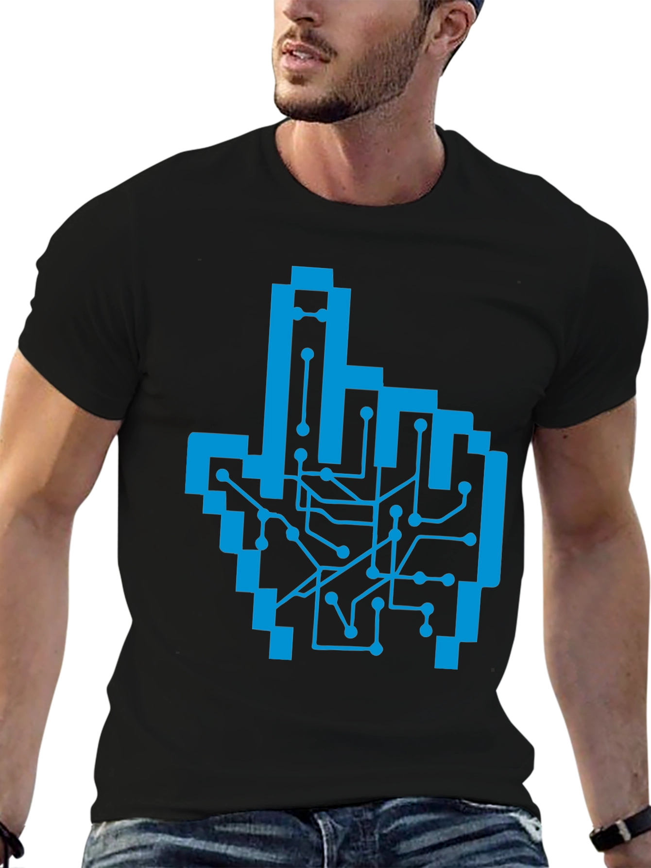 Pixel Hand Circuit Board Graphic Tee - Black