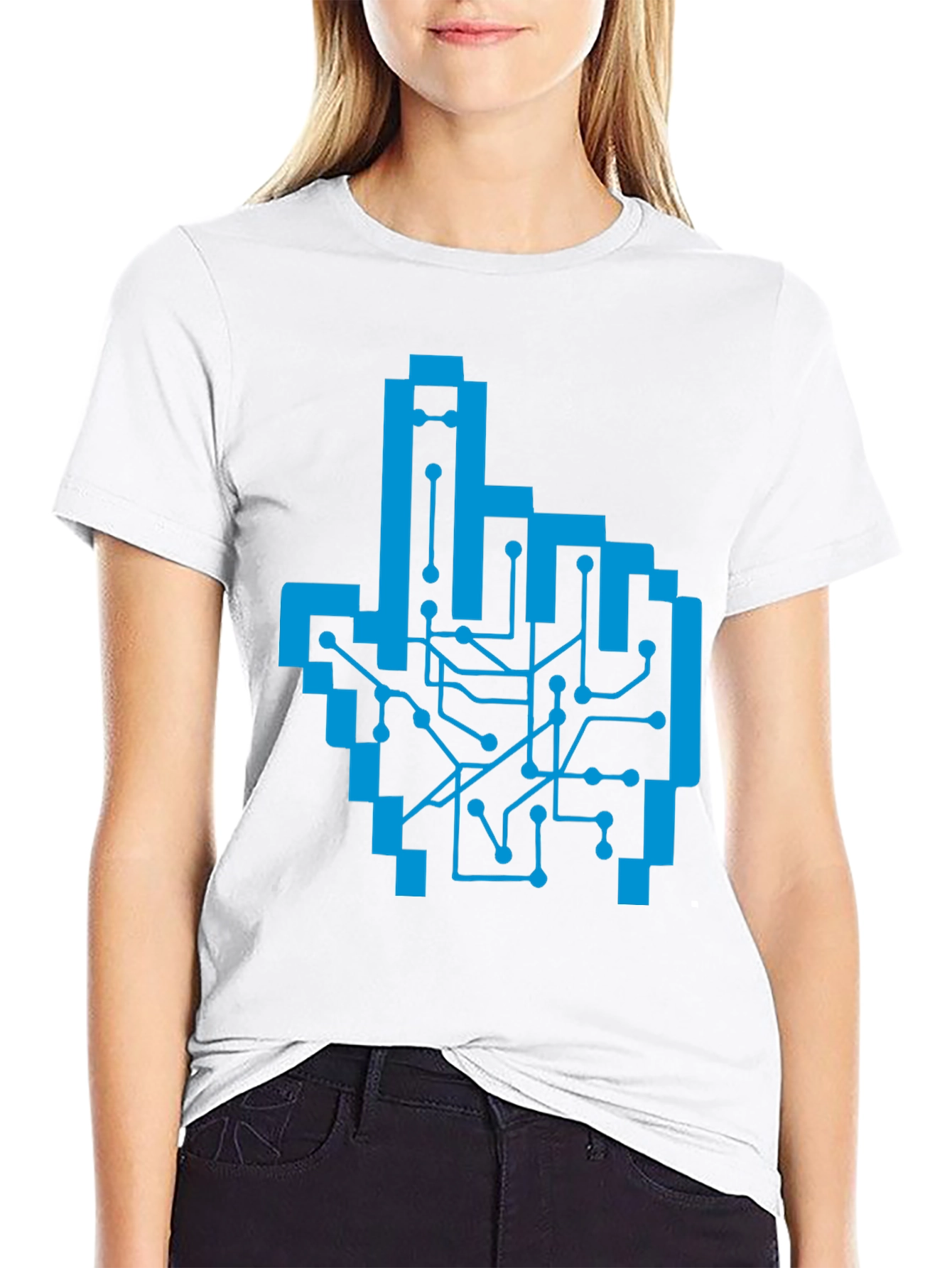 Pixel Hand Circuit Board Graphic Tee - Black