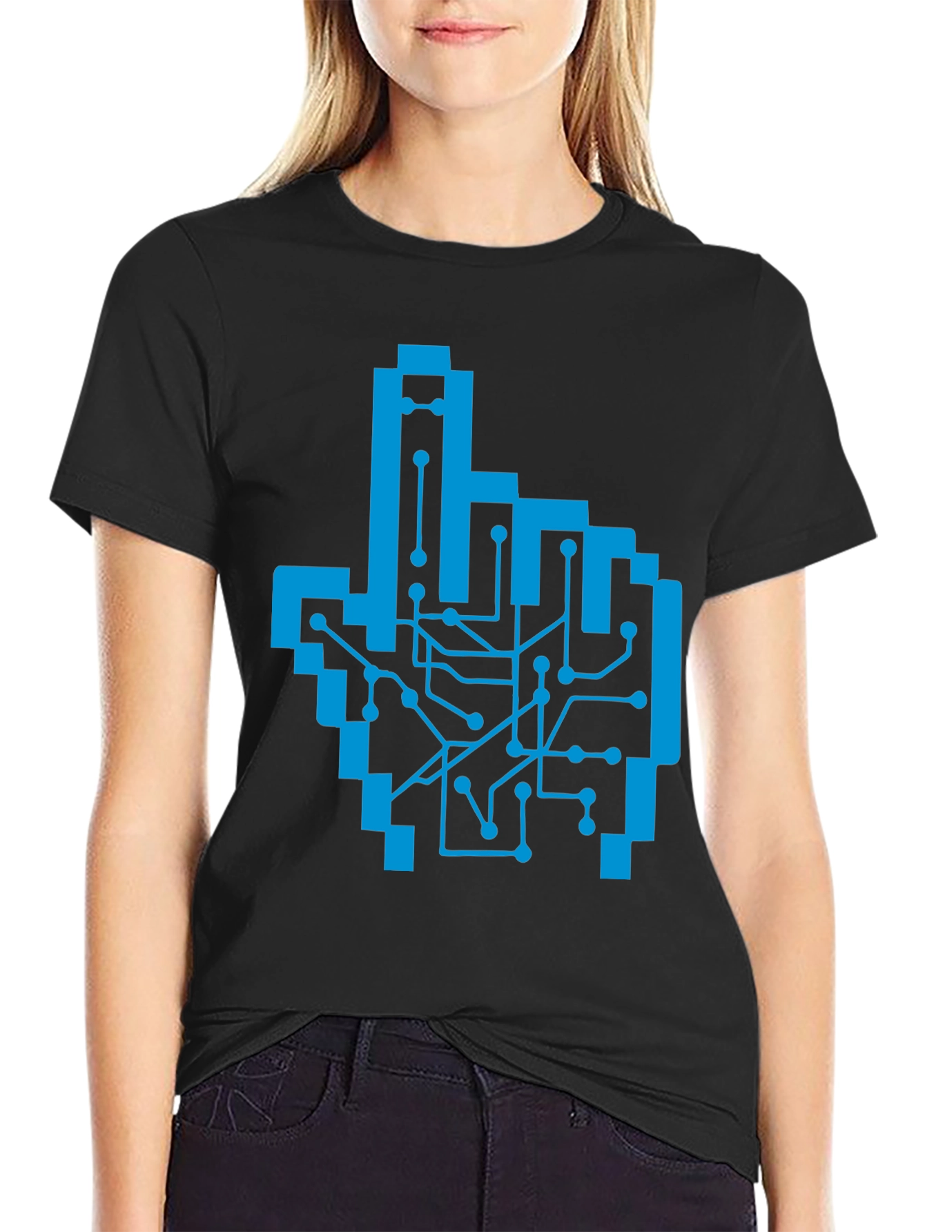 Pixel Hand Circuit Board Graphic Tee - Black