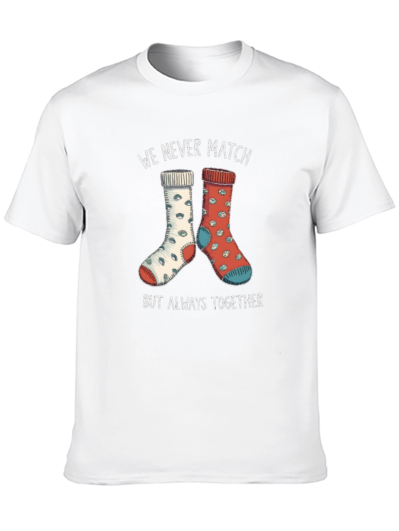 Funny Mismatch Socks T-Shirt - Always Together