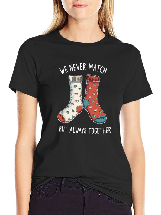 Funny Mismatch Socks T-Shirt - Always Together