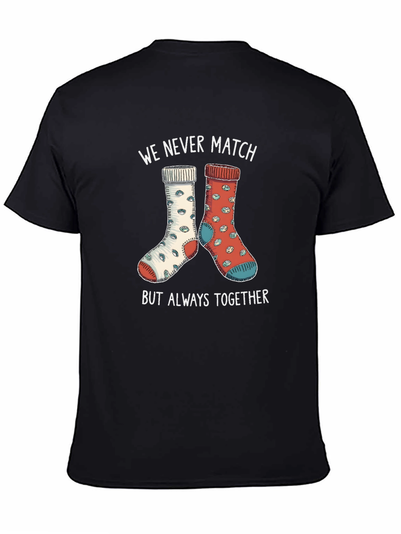 Funny Mismatch Socks T-Shirt - Always Together