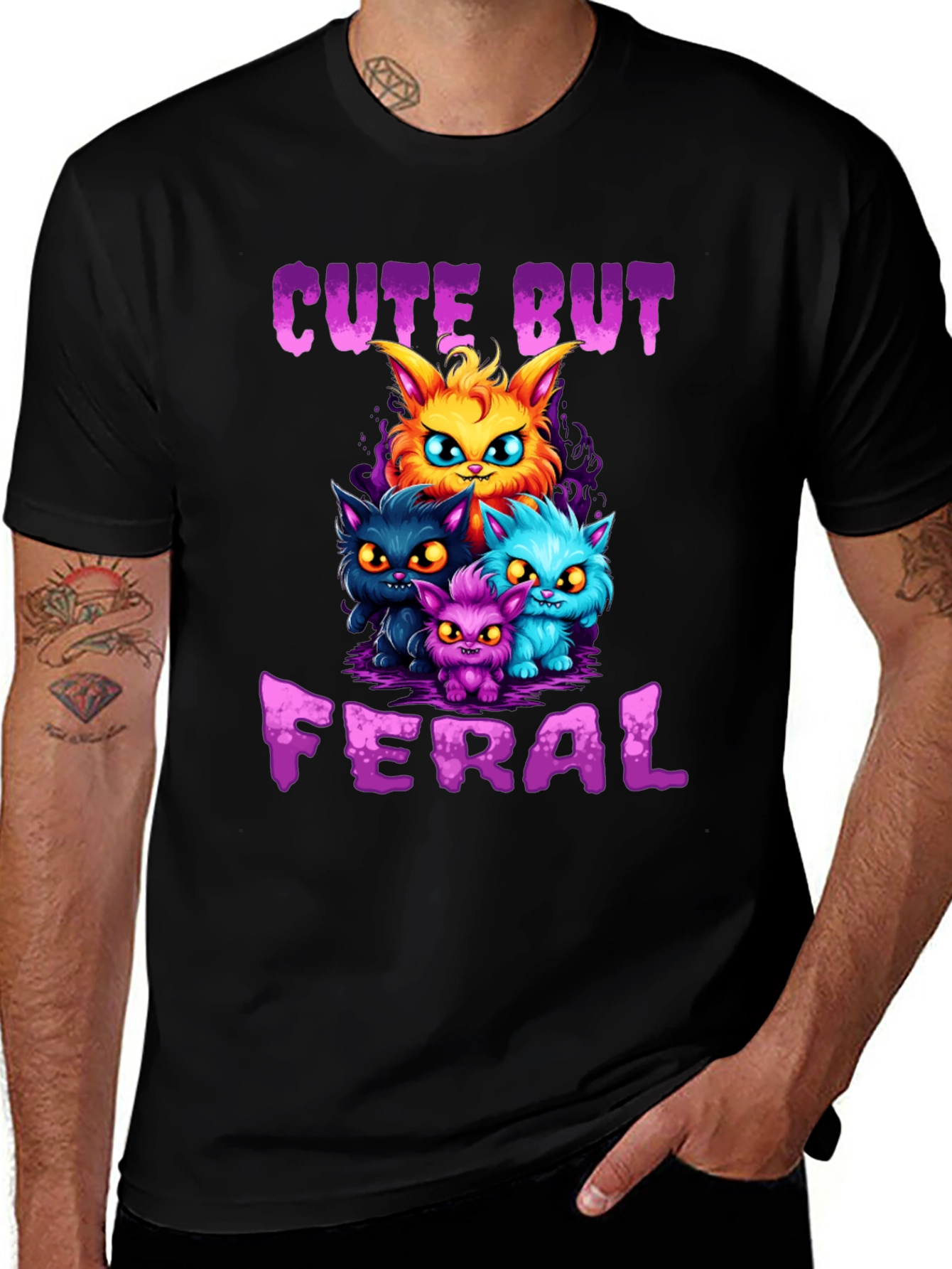 Cute But Feral Cat Graphic T-Shirt