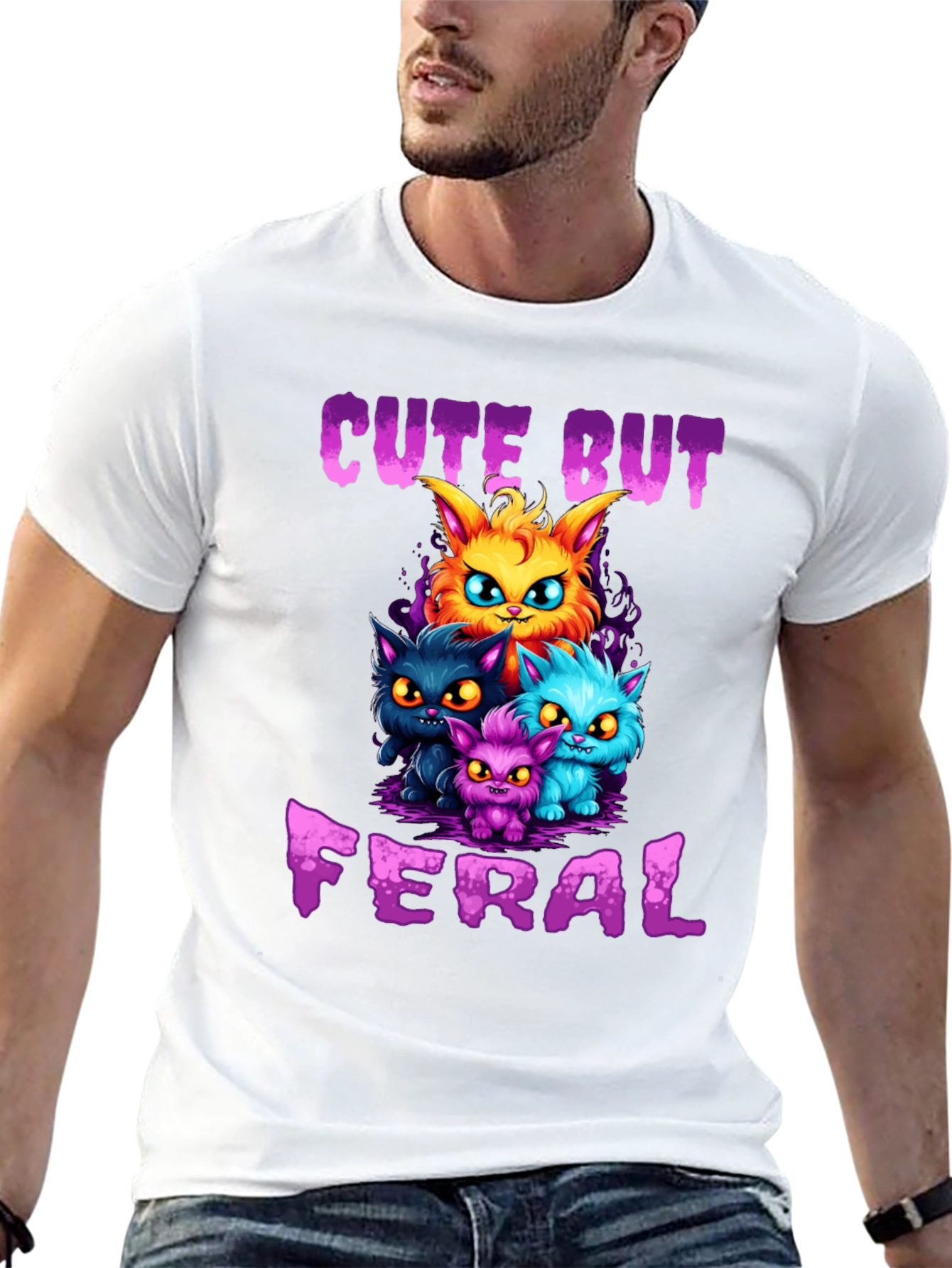 Cute But Feral Cat Graphic T-Shirt