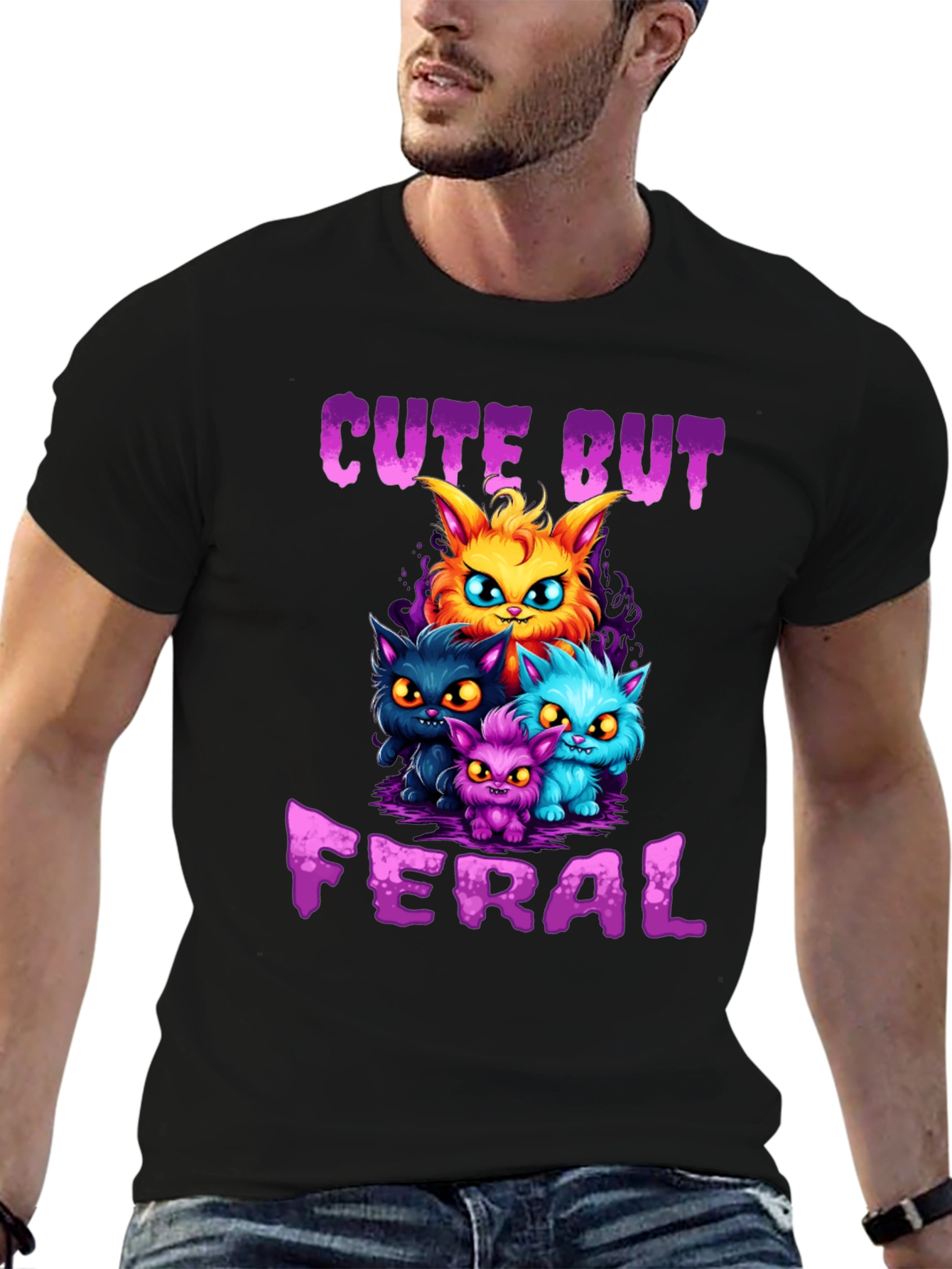 Cute But Feral Cat Graphic T-Shirt