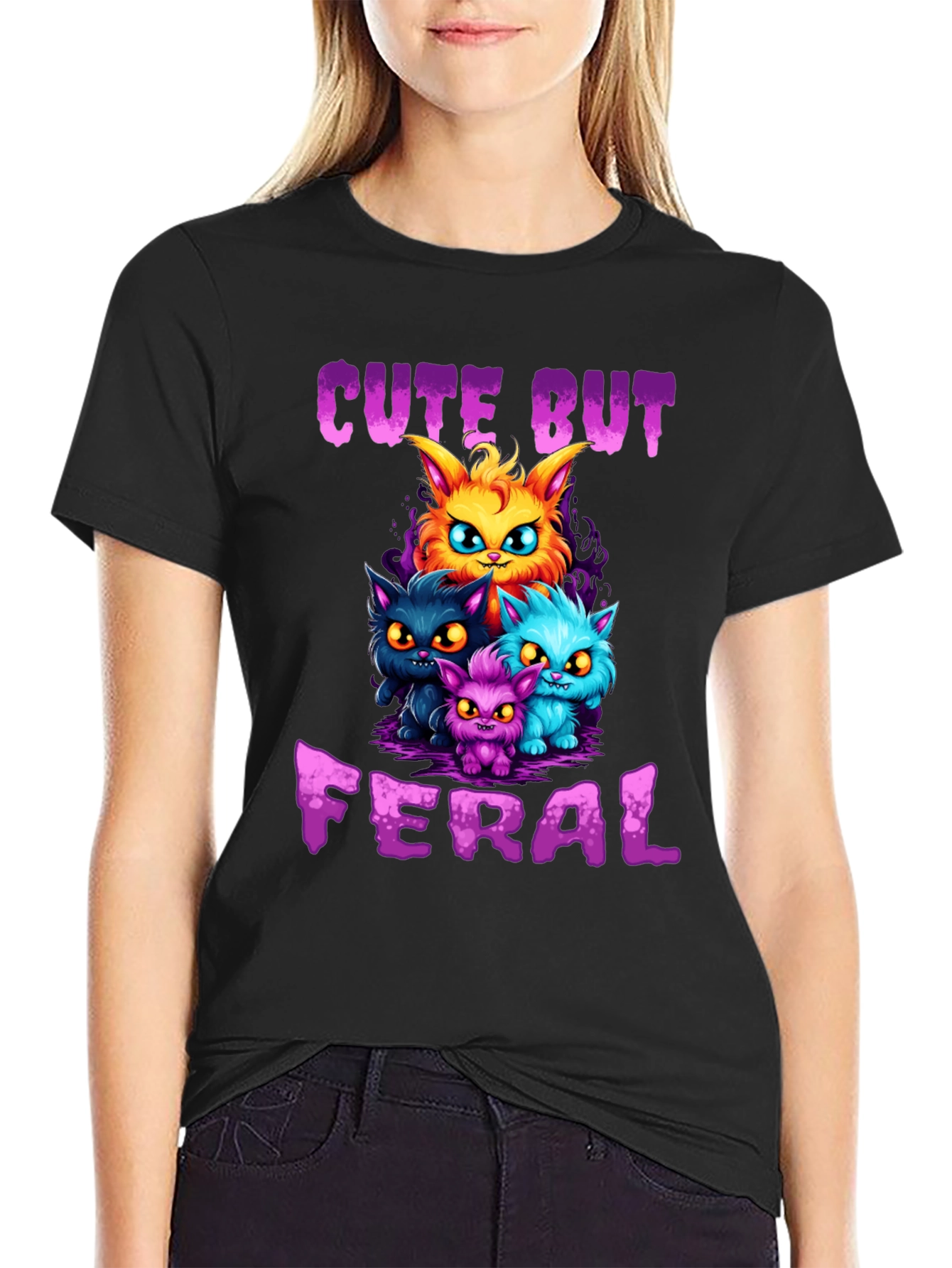 Cute But Feral Cat Graphic T-Shirt