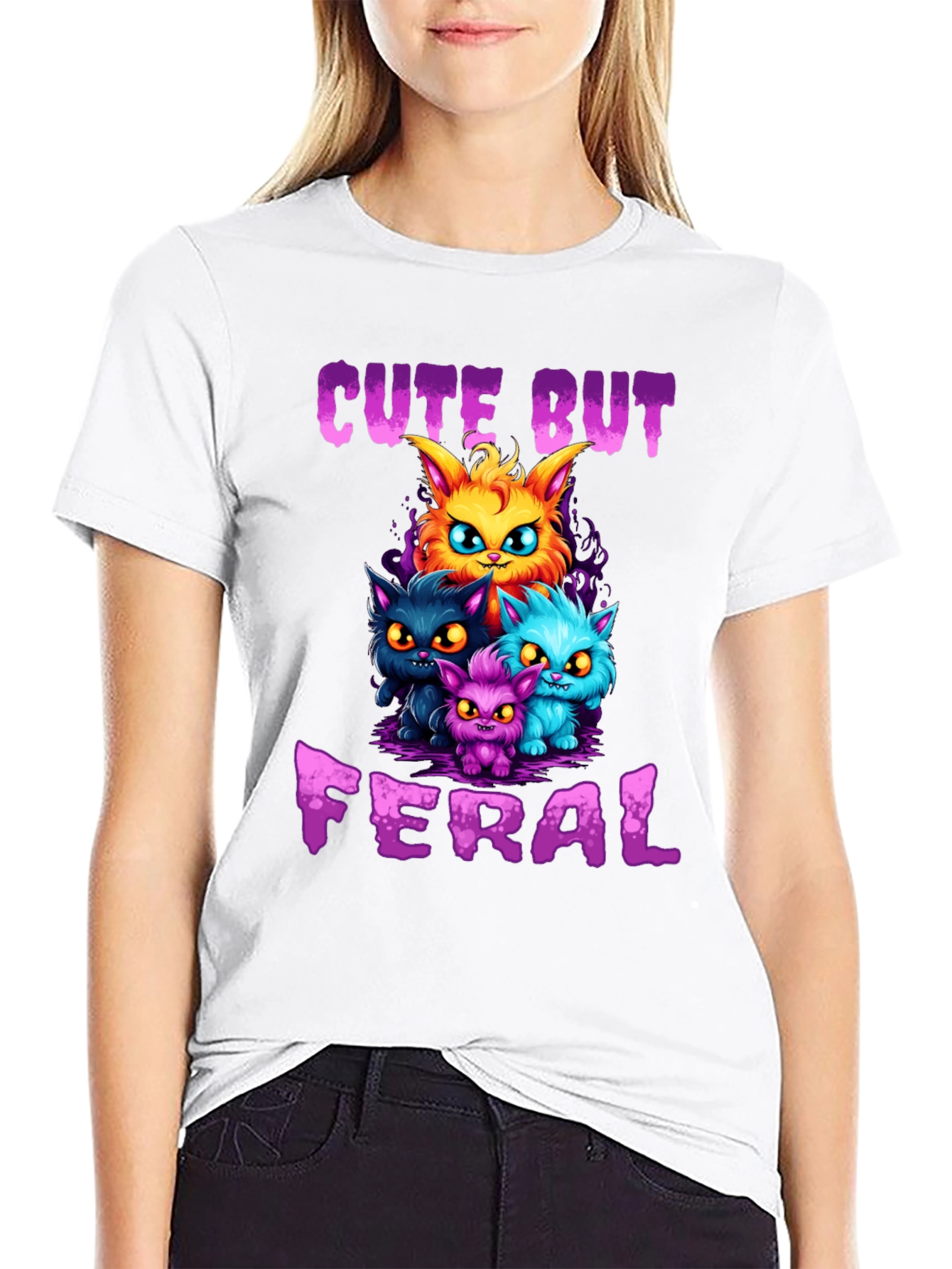 Cute But Feral Cat Graphic T-Shirt