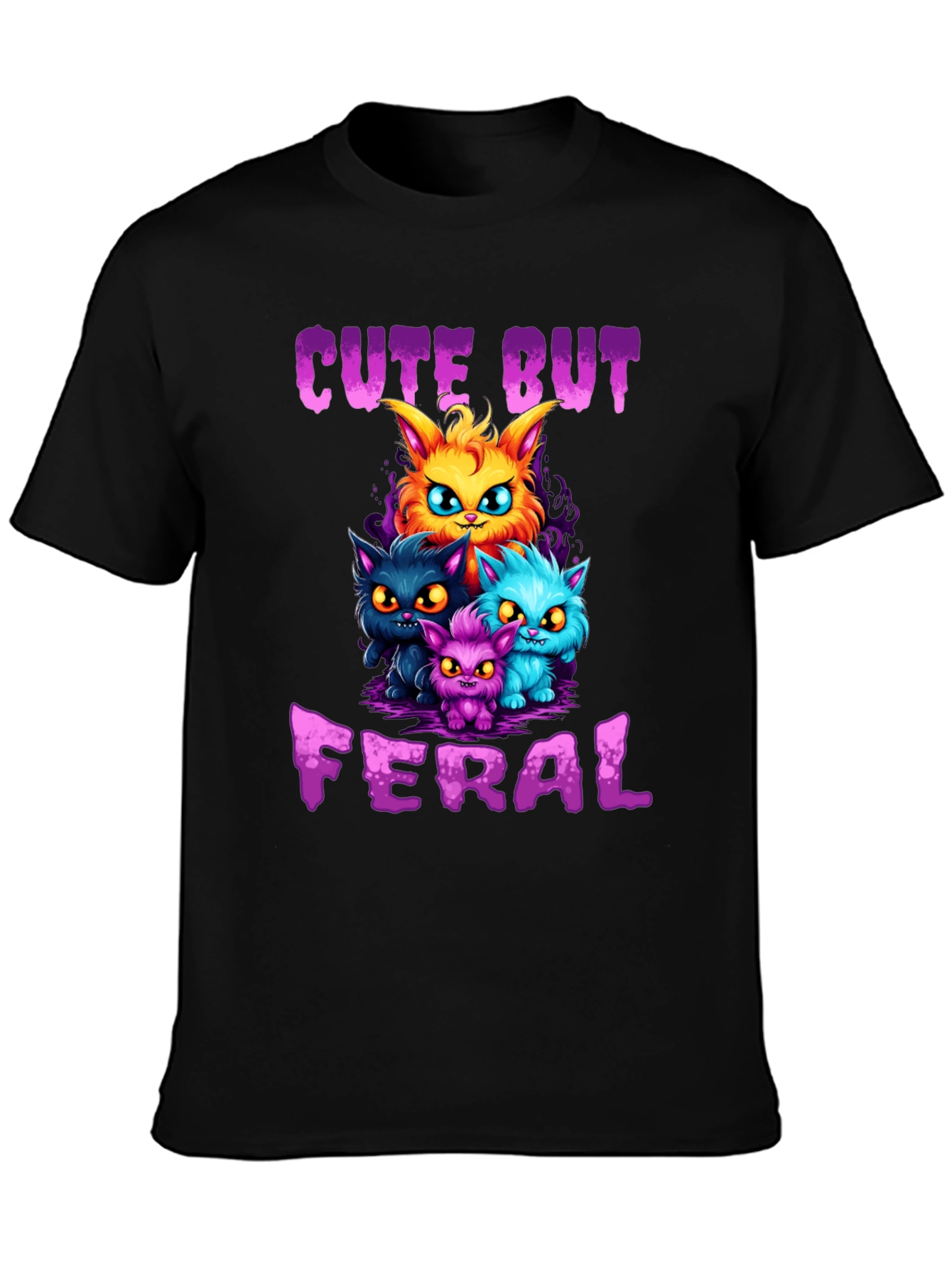 Cute But Feral Cat Graphic T-Shirt