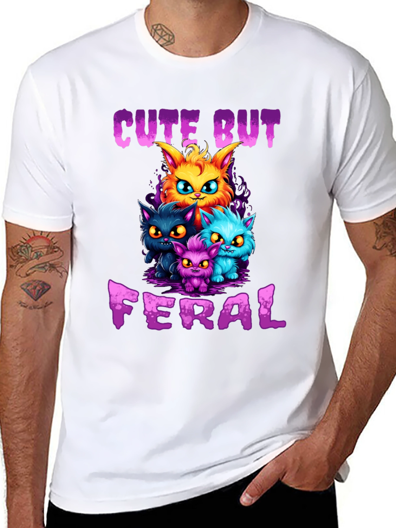 Cute But Feral Cat Graphic T-Shirt