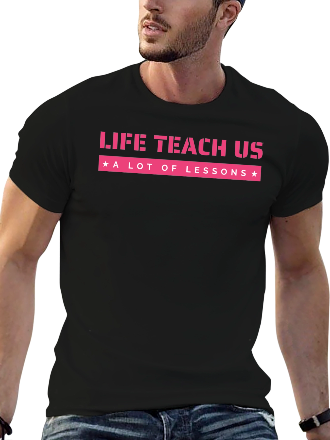 Life Teaches Lessons Graphic Tee - Black
