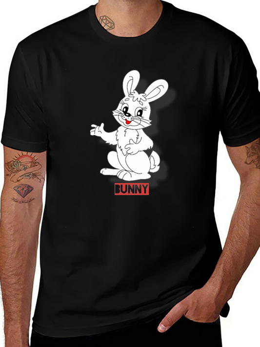 Bunny Graphic Black T-Shirt - Soft Cotton Blend Casual Tee