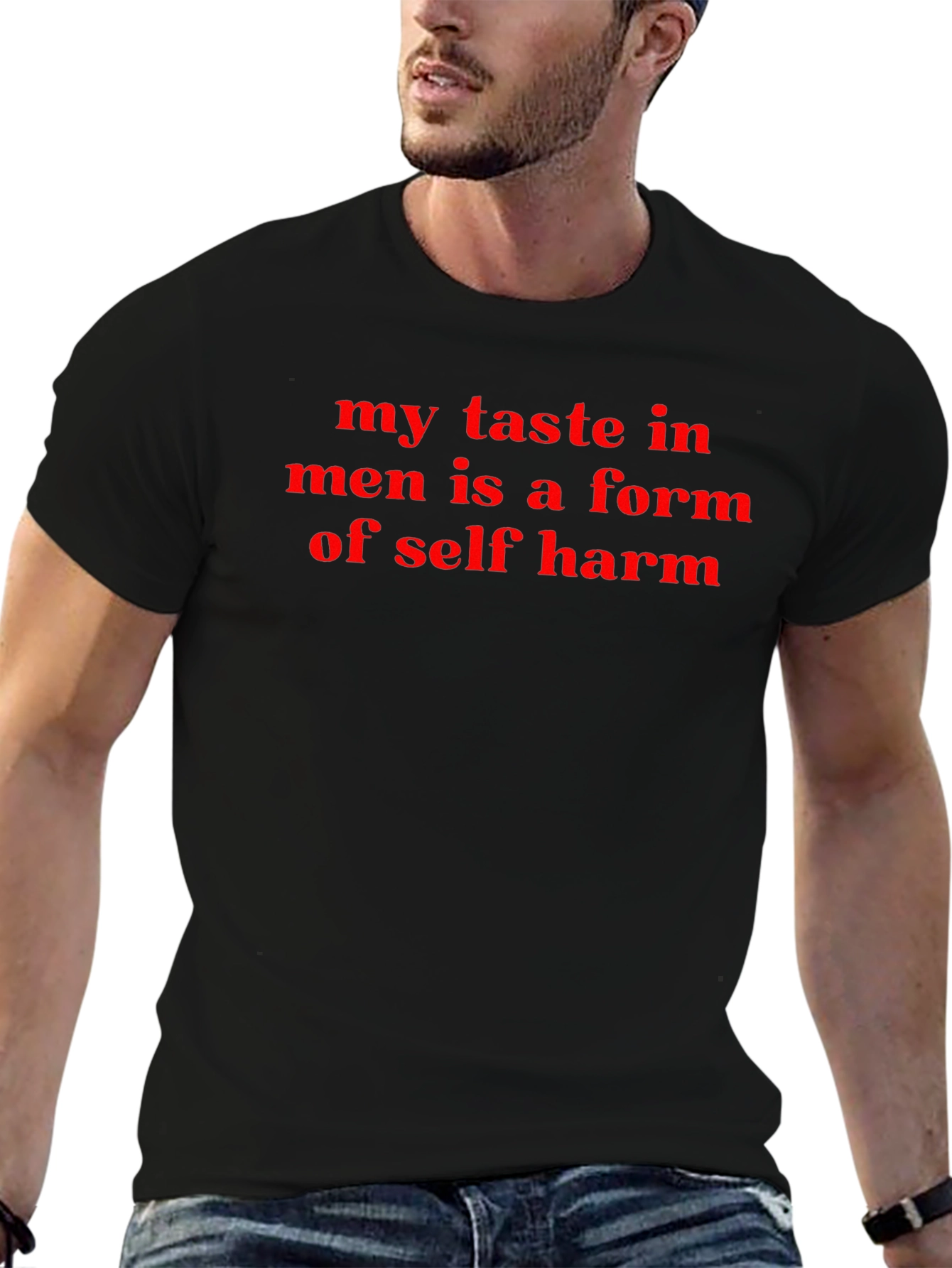 Humorous My Taste in Men Black T-Shirt