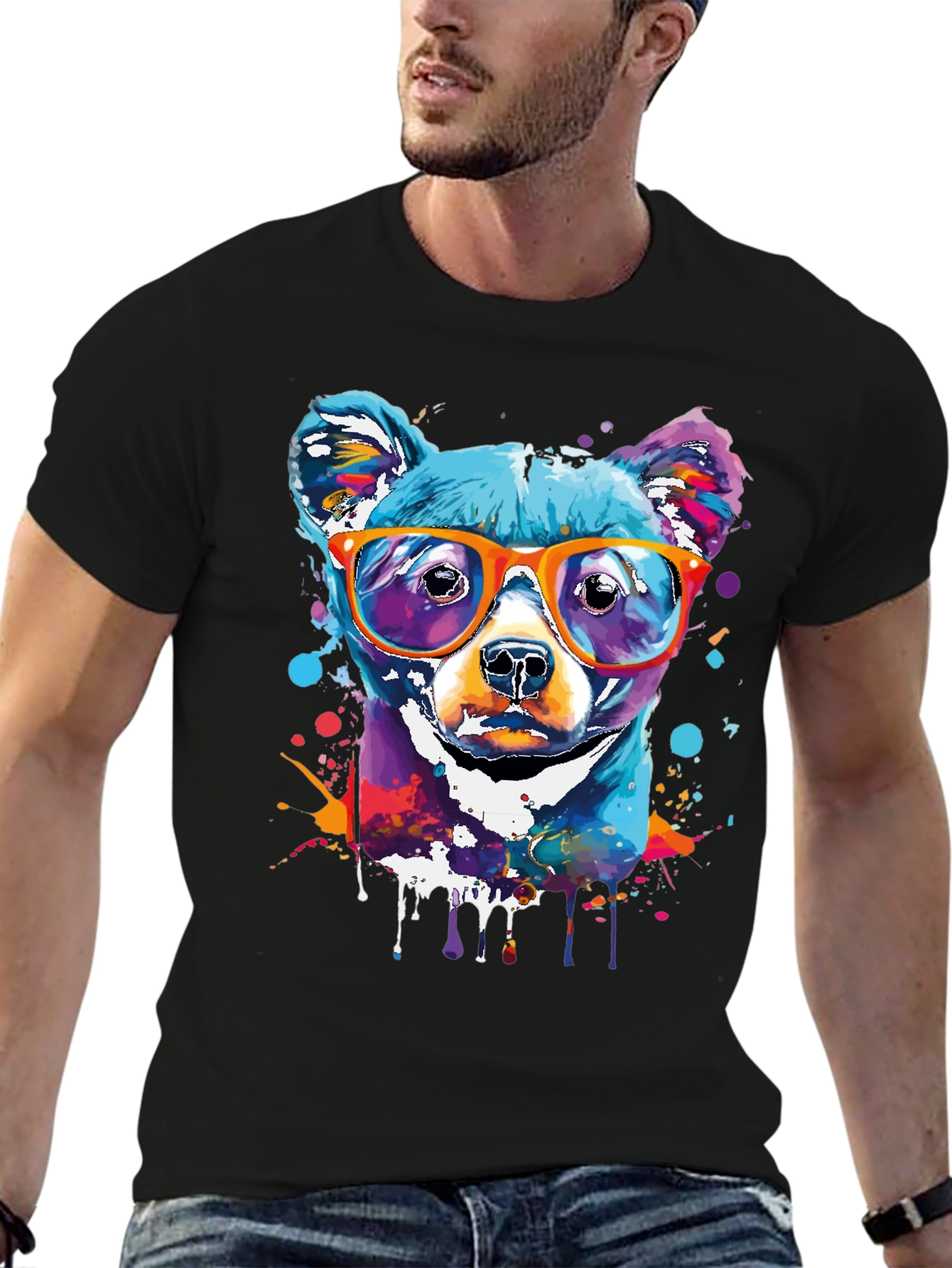 Cool Dog Art T-Shirt - Vibrant Graphic Tee