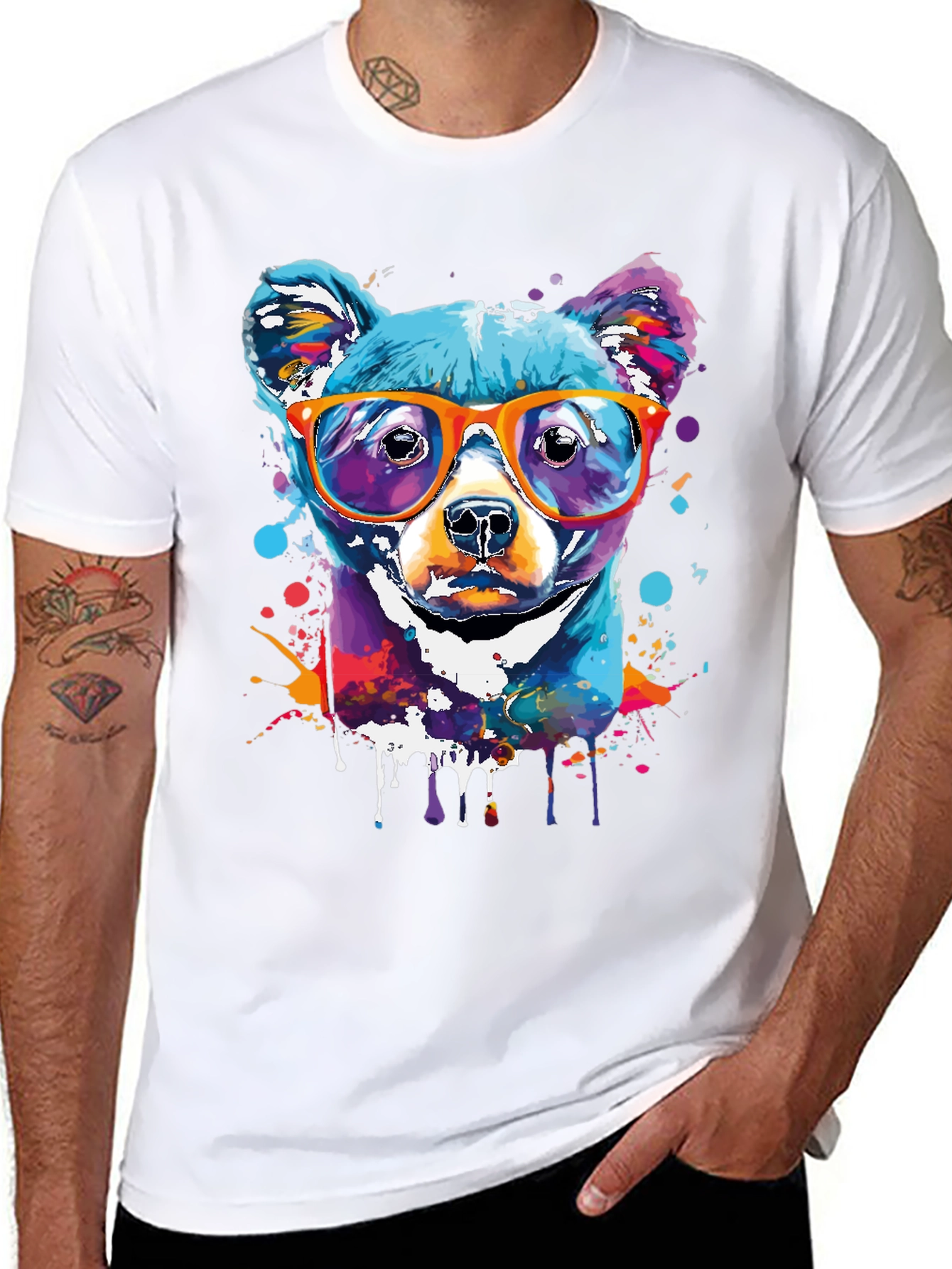 Cool Dog Art T-Shirt - Vibrant Graphic Tee