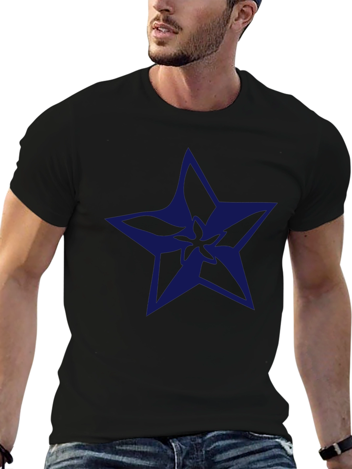 Navy Star Graphic Black T-Shirt