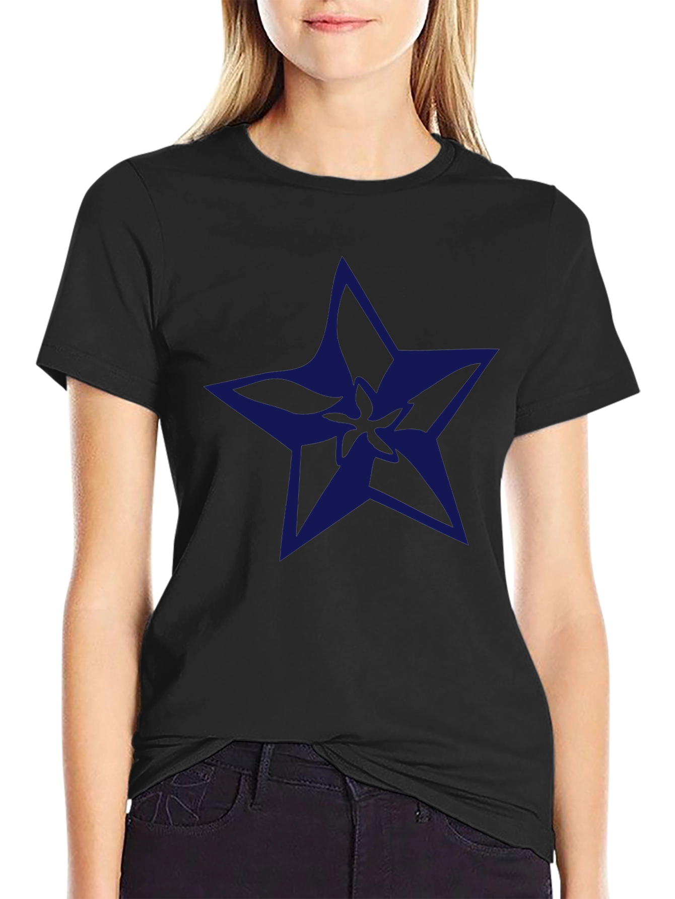Navy Star Graphic Black T-Shirt