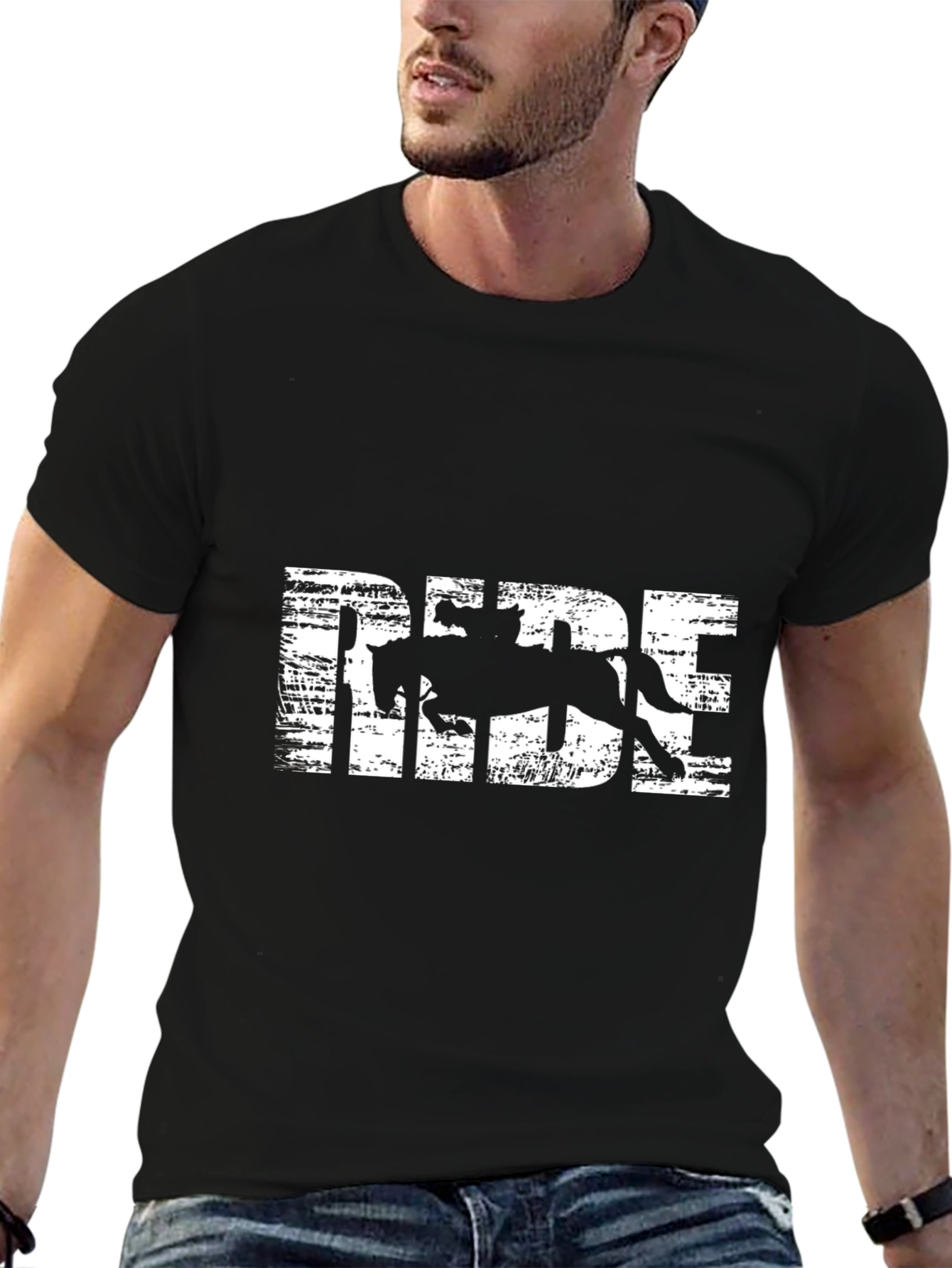 Equestrian RIDE Graphic T-Shirt - Black Cotton Tee