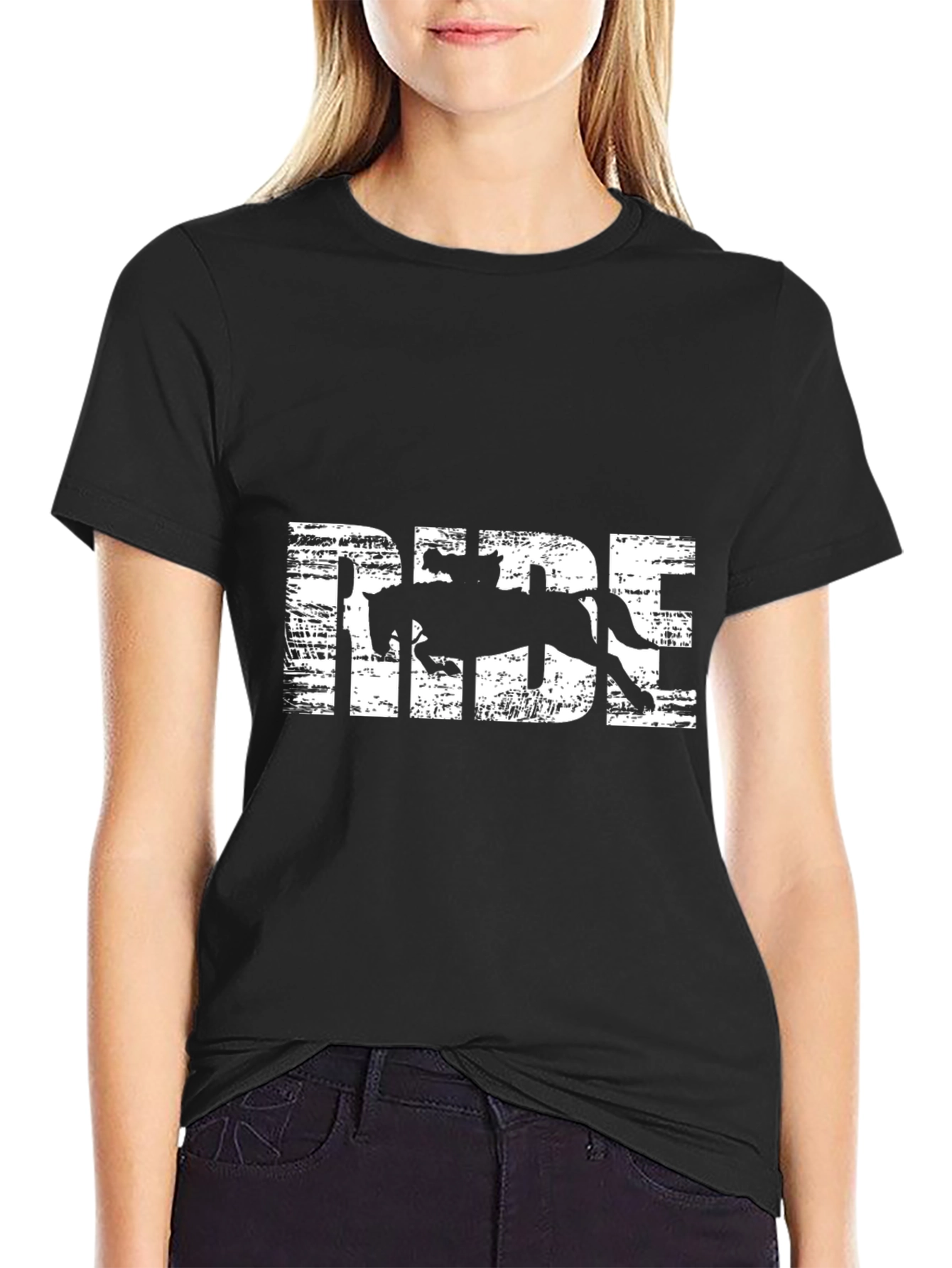 Equestrian RIDE Graphic T-Shirt - Black Cotton Tee