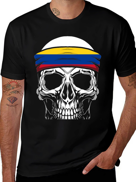 Skull T-Shirt with Colombia Flag Headband