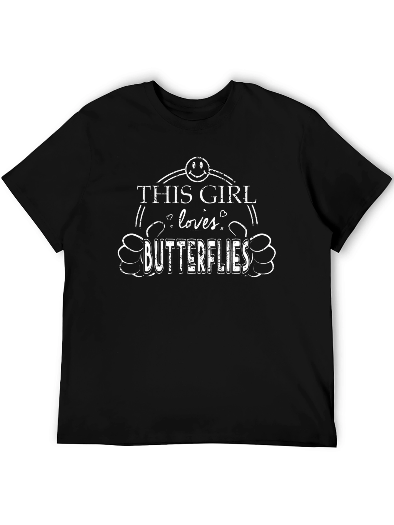 This Girl Loves Butterflies Black Graphic T-Shirt