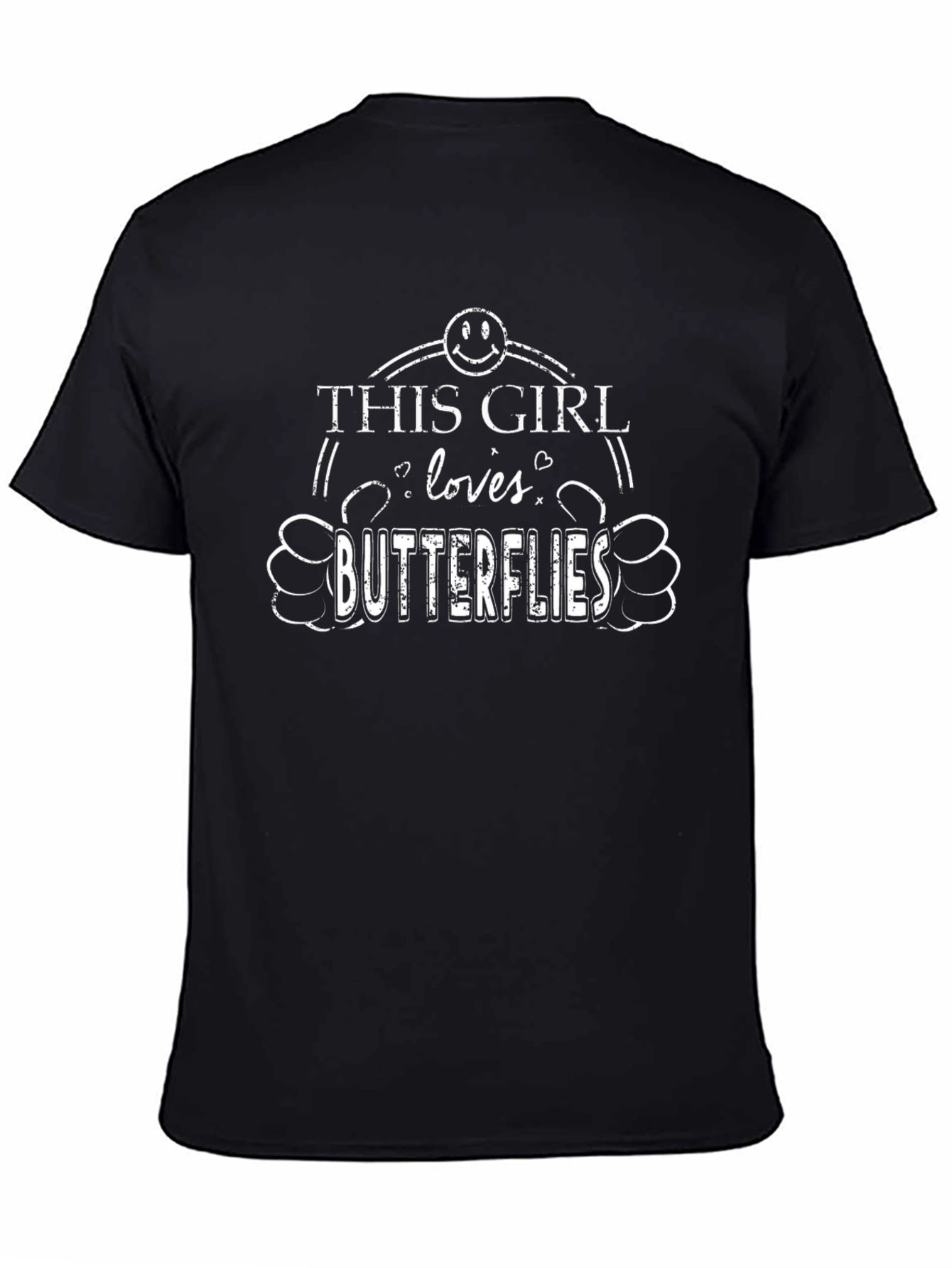 This Girl Loves Butterflies Black Graphic T-Shirt
