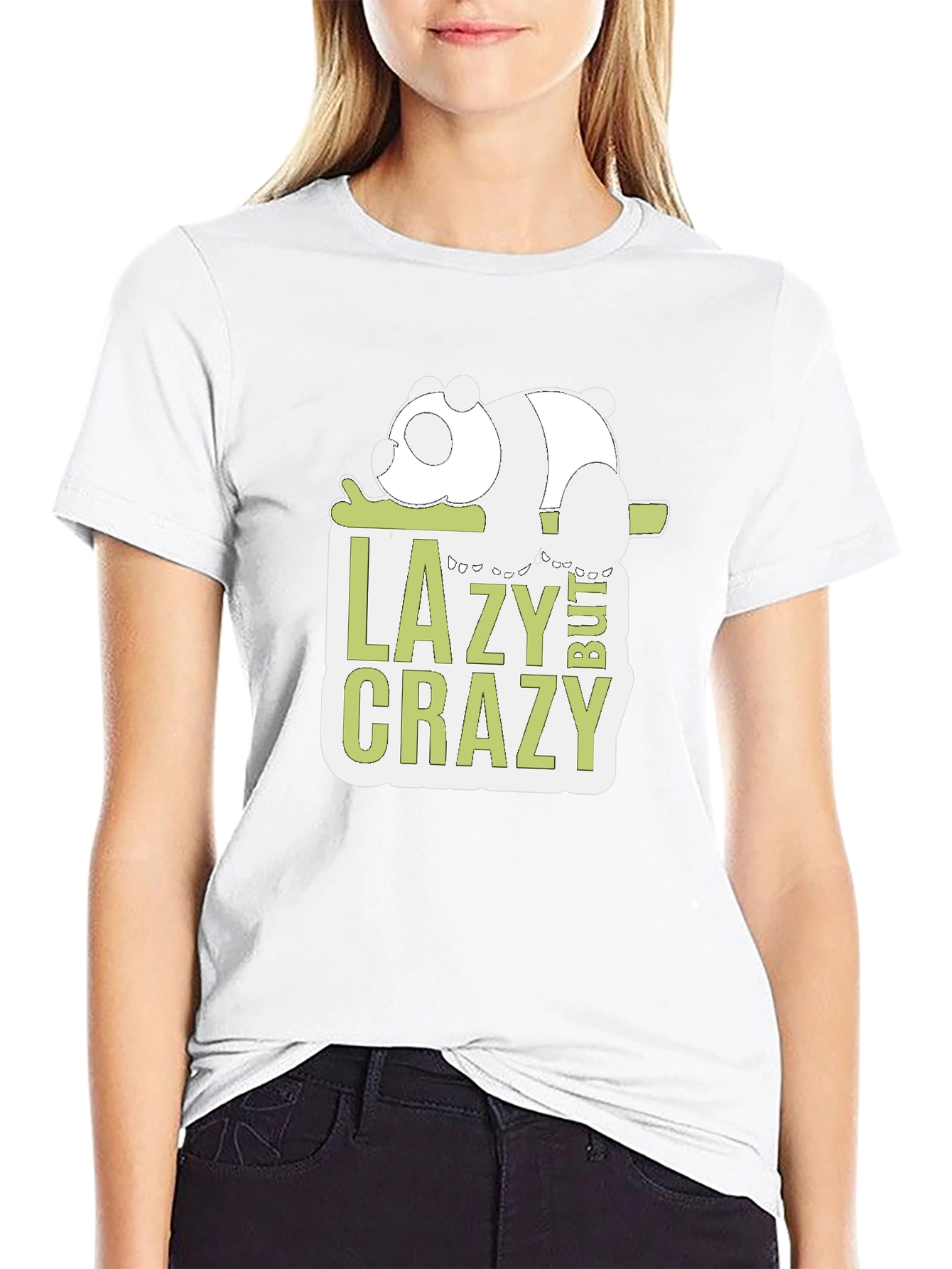 Lazy But Crazy Panda Graphic T-Shirt