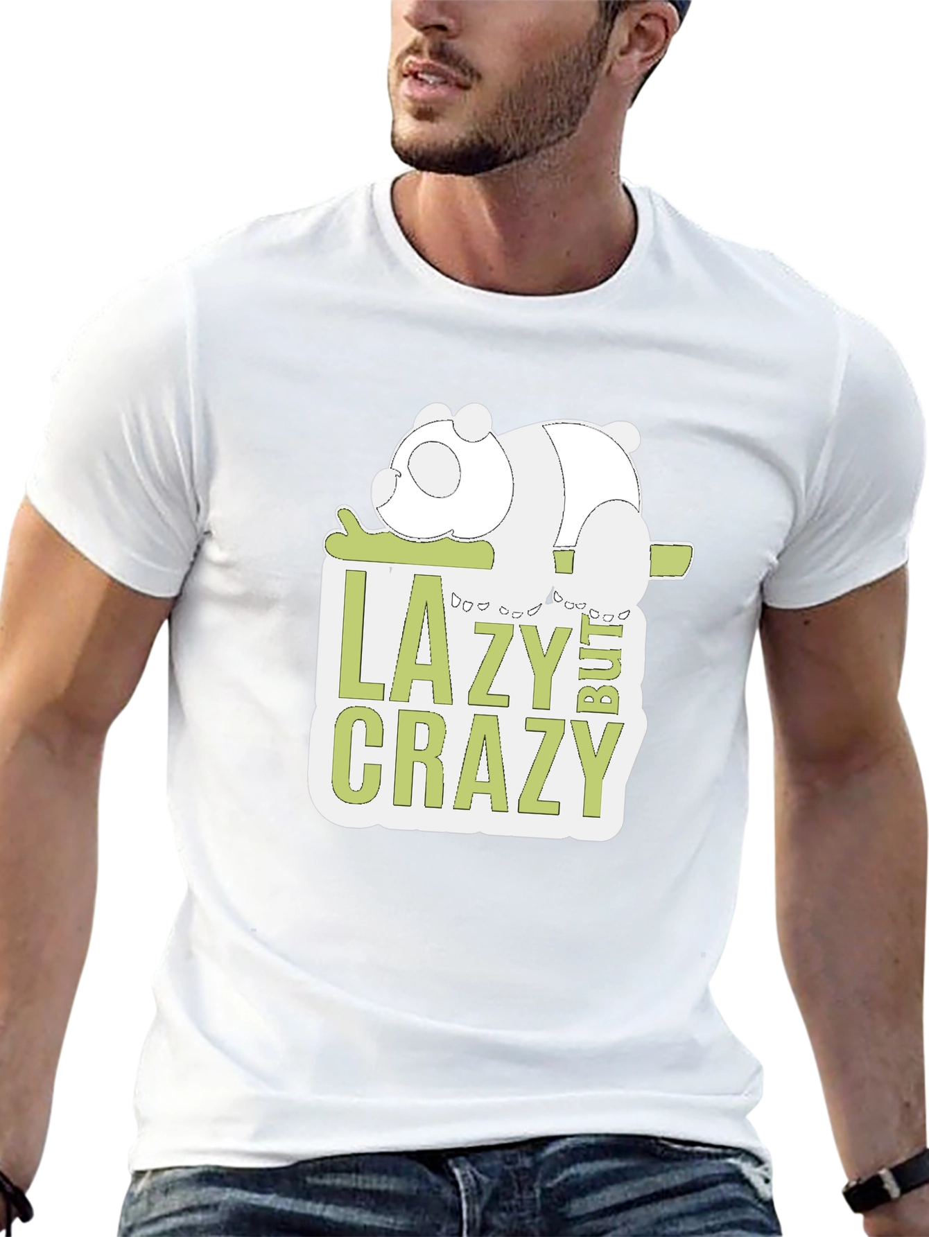 Lazy But Crazy Panda Graphic T-Shirt