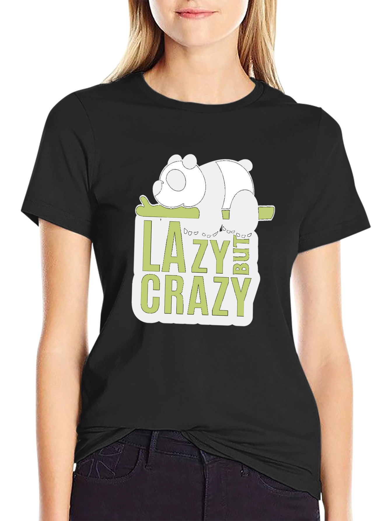 Lazy But Crazy Panda Graphic T-Shirt