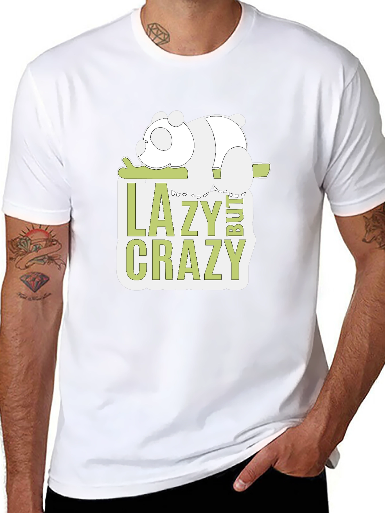 Lazy But Crazy Panda Graphic T-Shirt