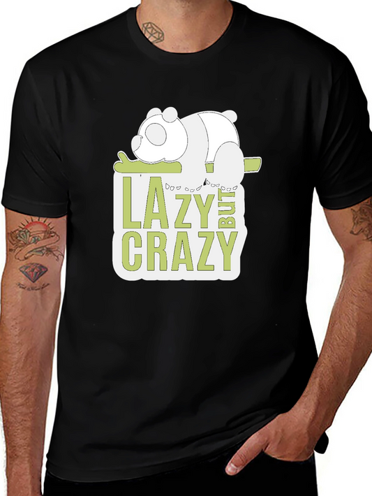 Lazy But Crazy Panda Graphic T-Shirt