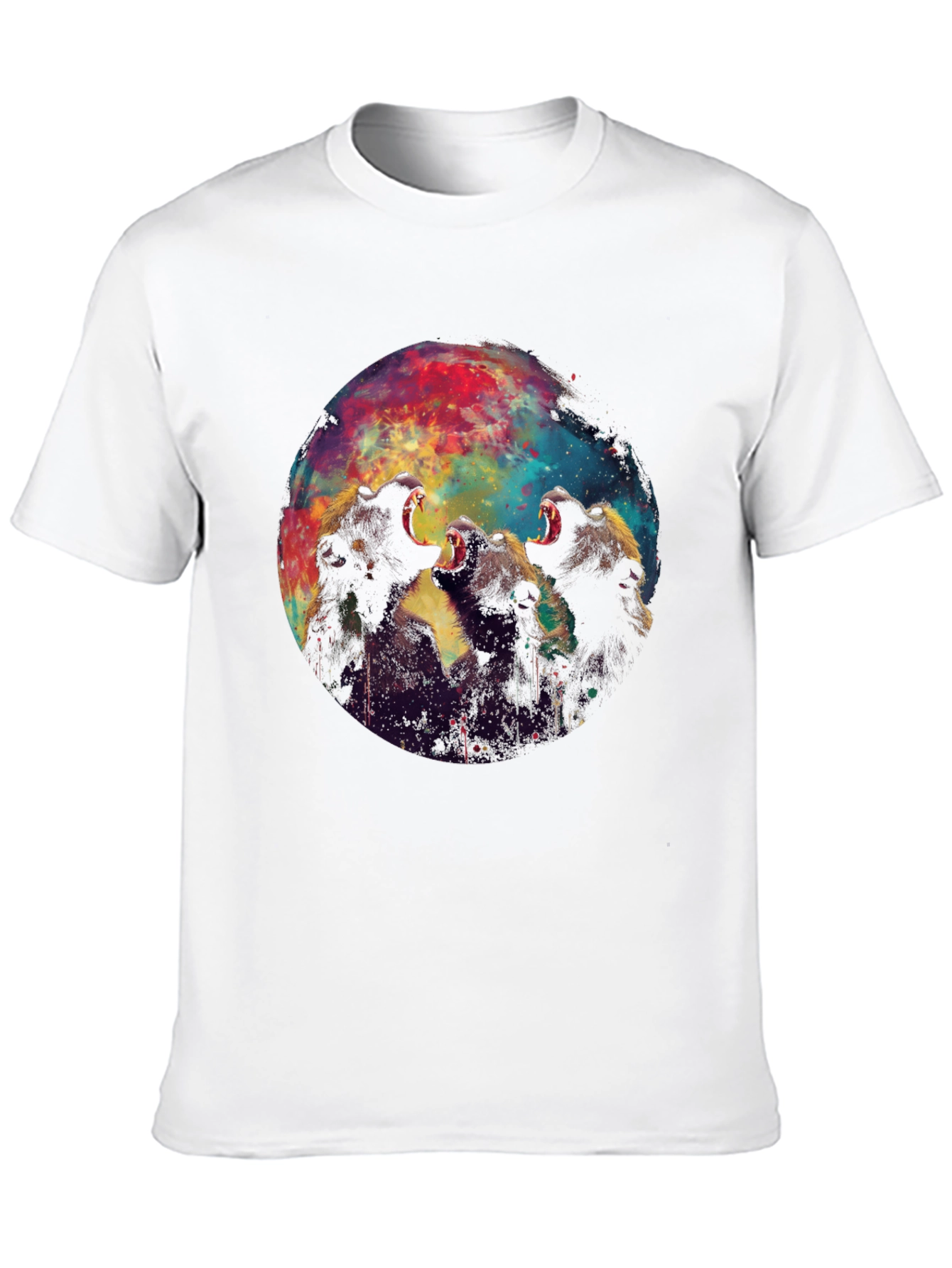 Roaring Bears Graphic Print Black T-Shirt