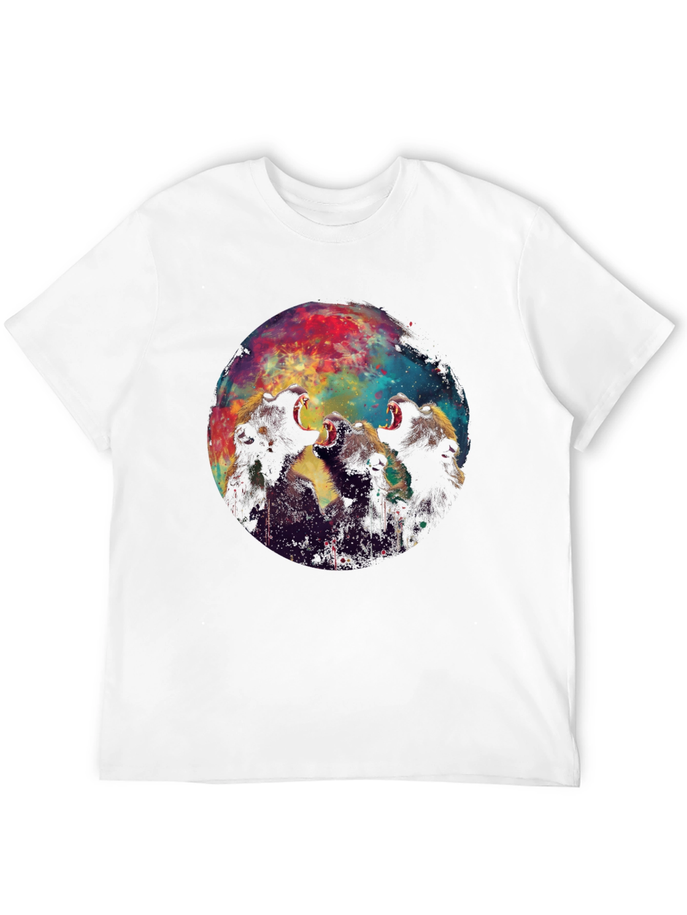 Roaring Bears Graphic Print Black T-Shirt