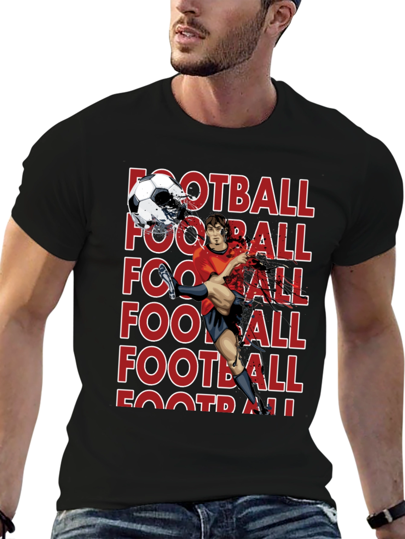 Football Player Graphic T-Shirt