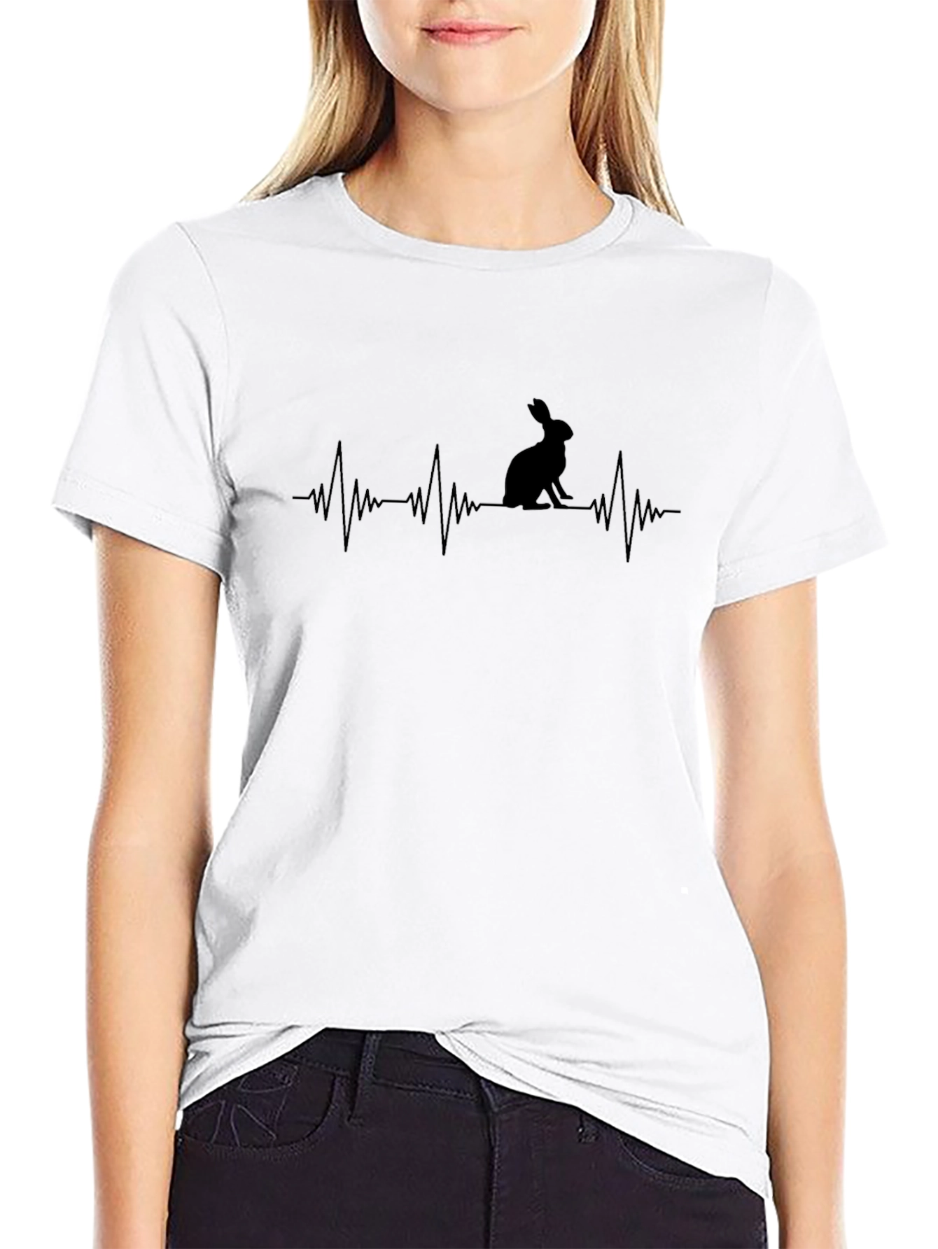 Rabbit Heartbeat T-Shirt - Graphic Print Tee
