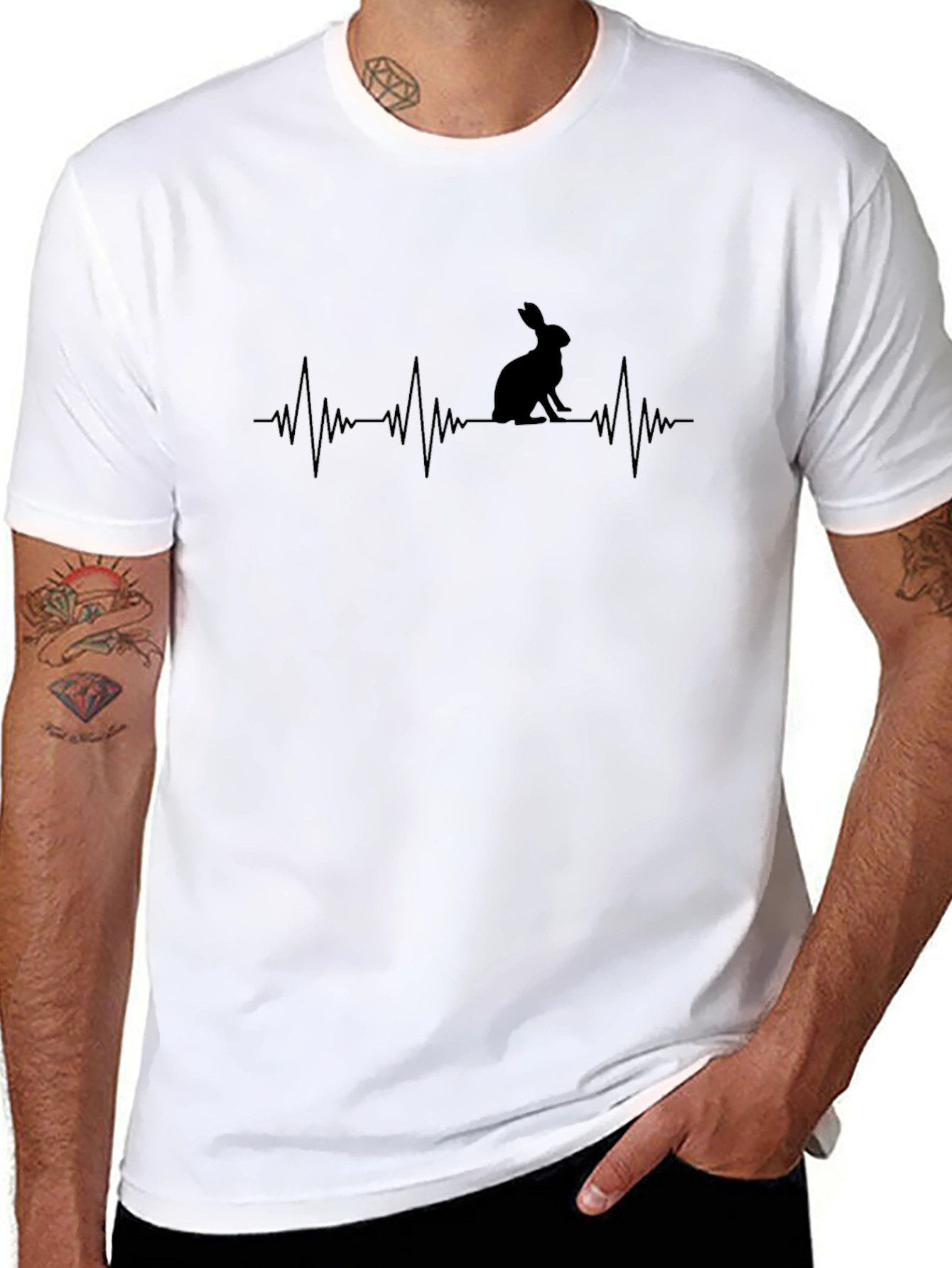 Rabbit Heartbeat T-Shirt - Graphic Print Tee