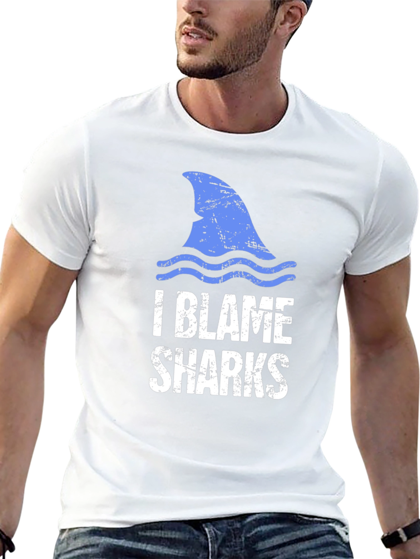I Blame Sharks Graphic Tee - Black Cotton T-Shirt