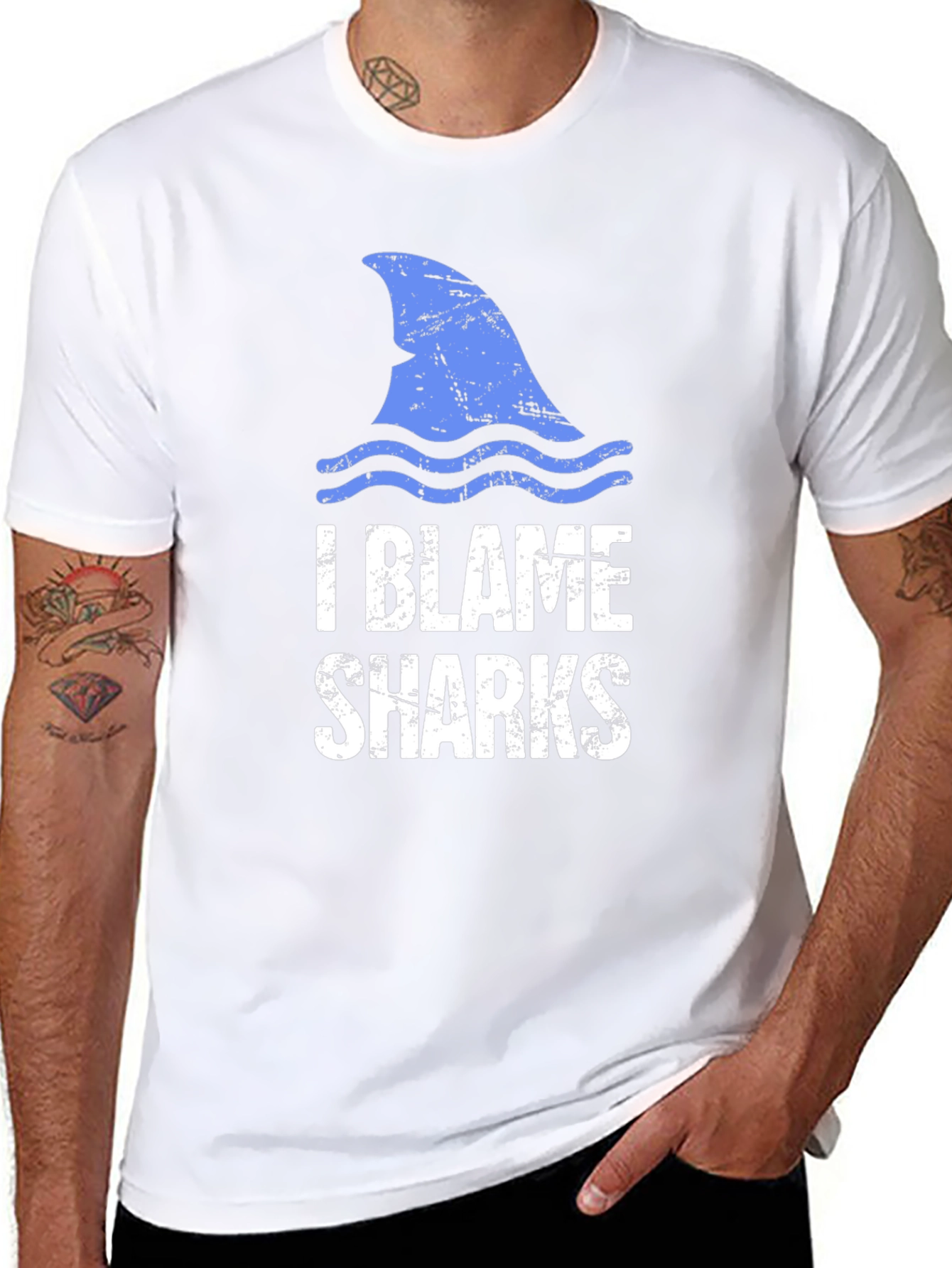 I Blame Sharks Graphic Tee - Black Cotton T-Shirt