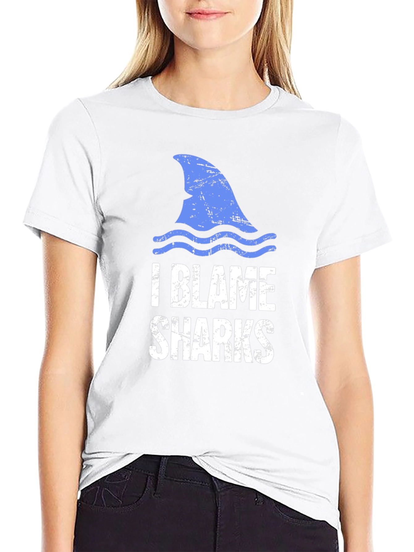 I Blame Sharks Graphic Tee - Black Cotton T-Shirt