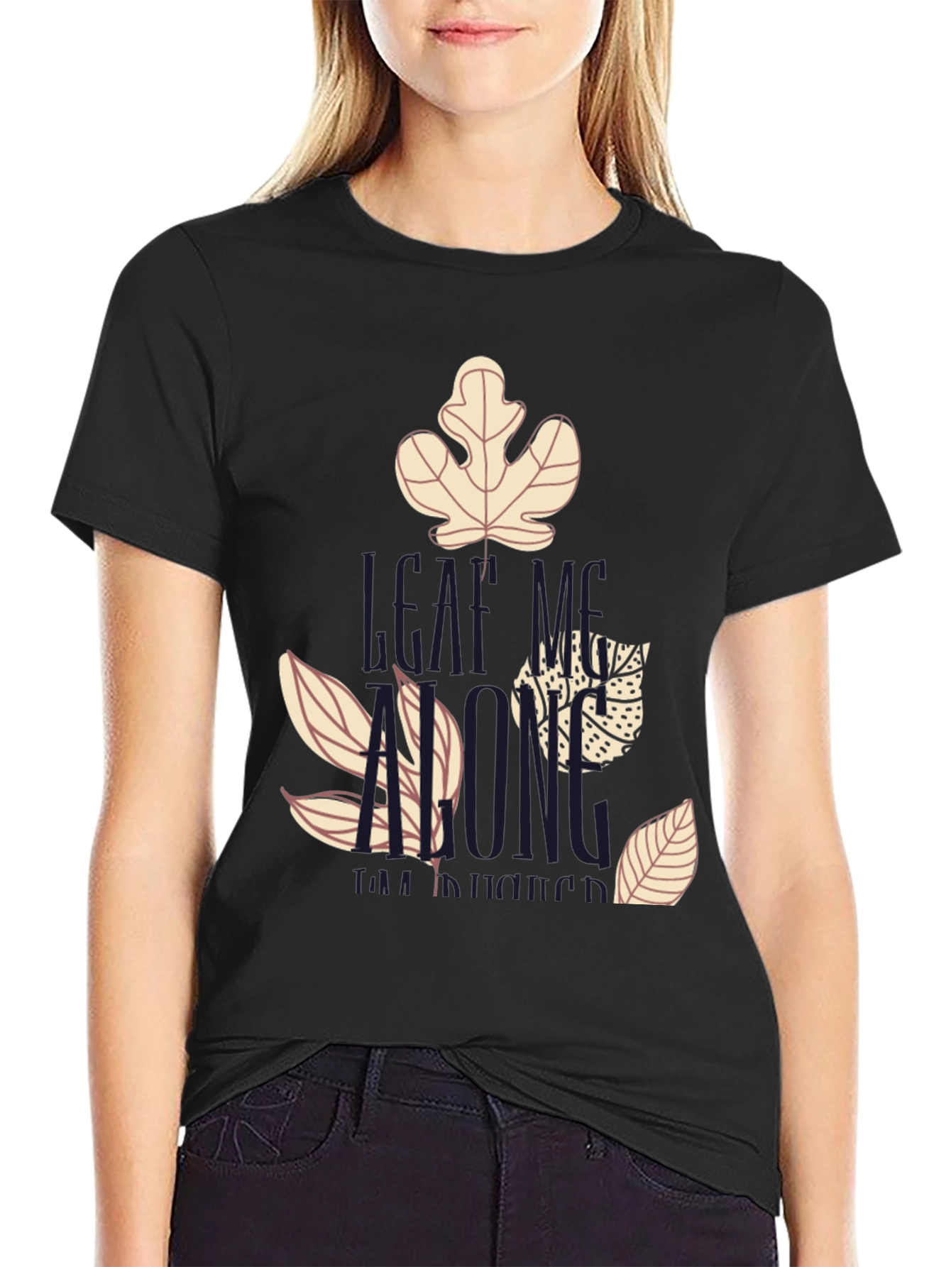 Leaf Me Alone Graphic T-Shirt - Black