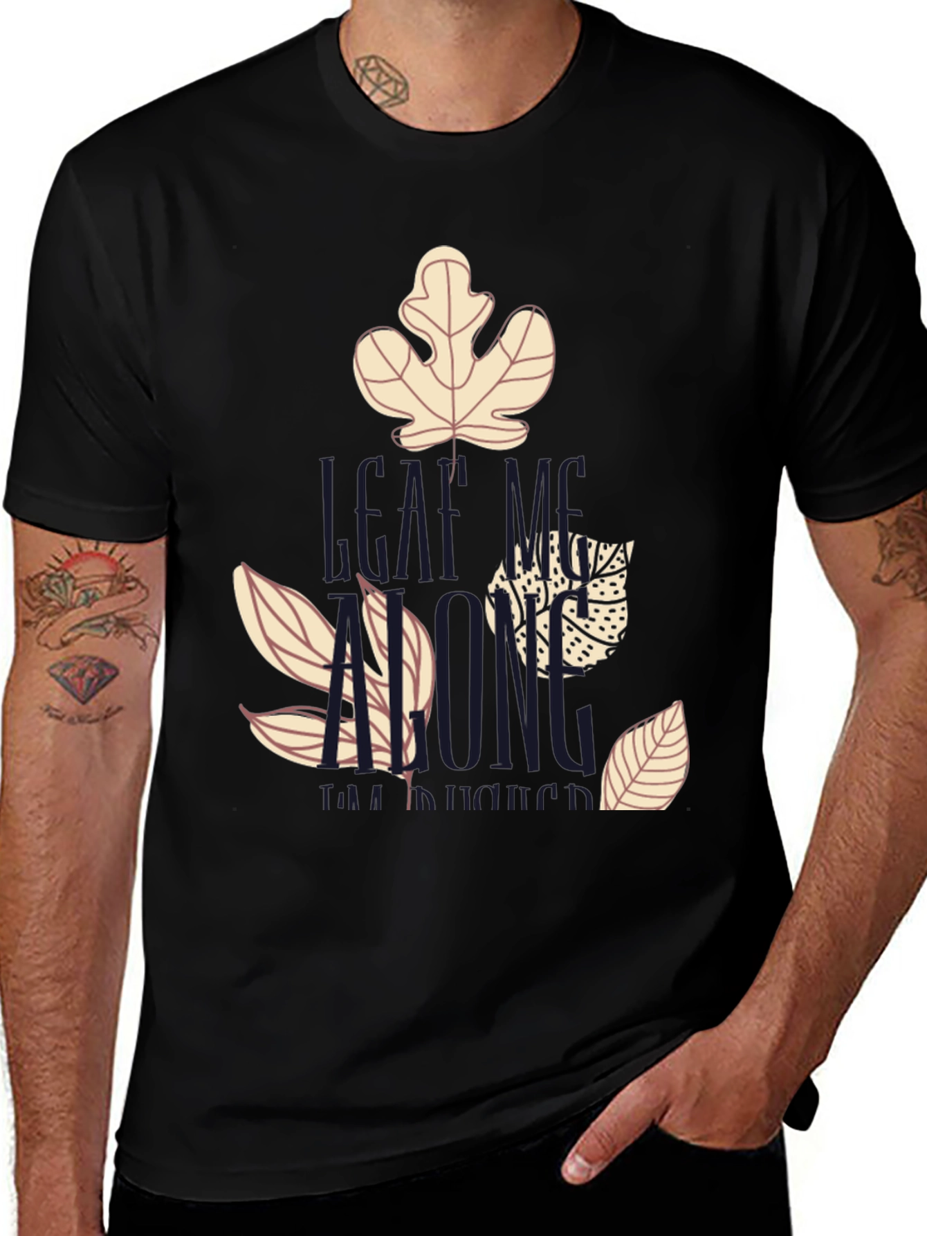 Leaf Me Alone Graphic T-Shirt - Black