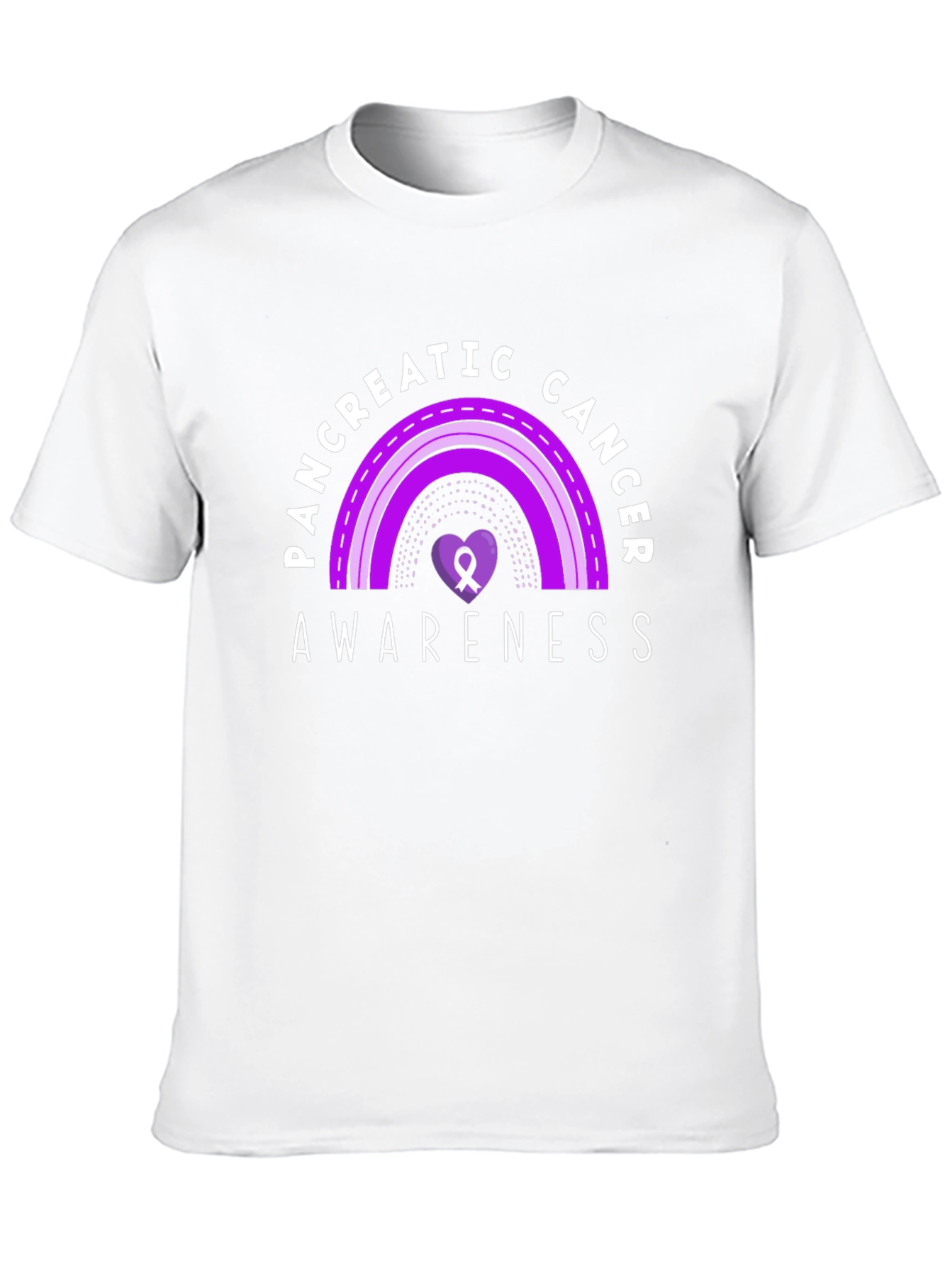 Pancreatic Cancer Awareness Ribbon Heart Black T-Shirt